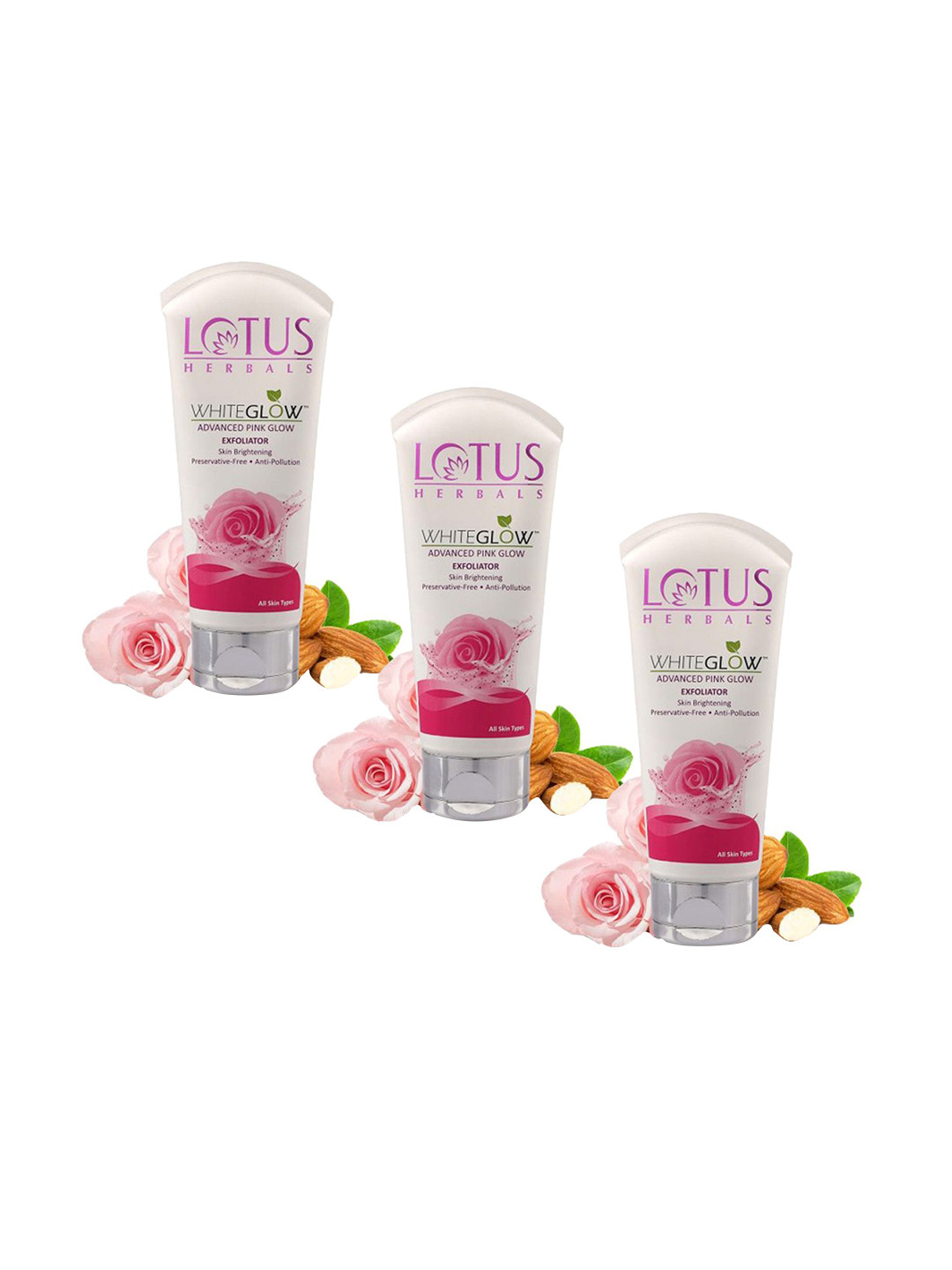 Lotus Herbals Set Of 3 Whiteglow Advanced Pink Glow Exfoliator- 100g Each