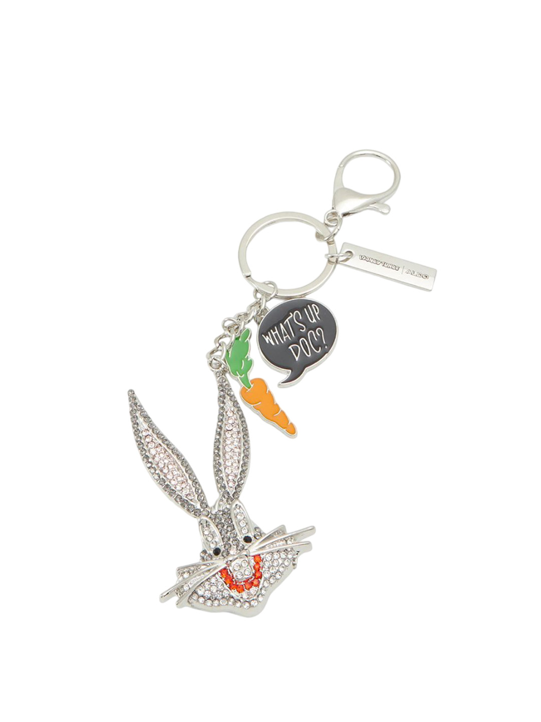 ALDO SilverToned and Orange-Colored Stone-Studded Metal Key Chain