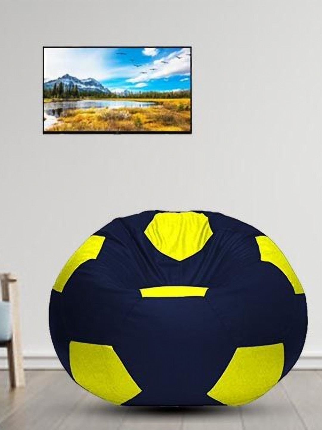 Coaster Shine Navy Blue & Yellow Colorblocked Foot Ball Bean Bag Cover