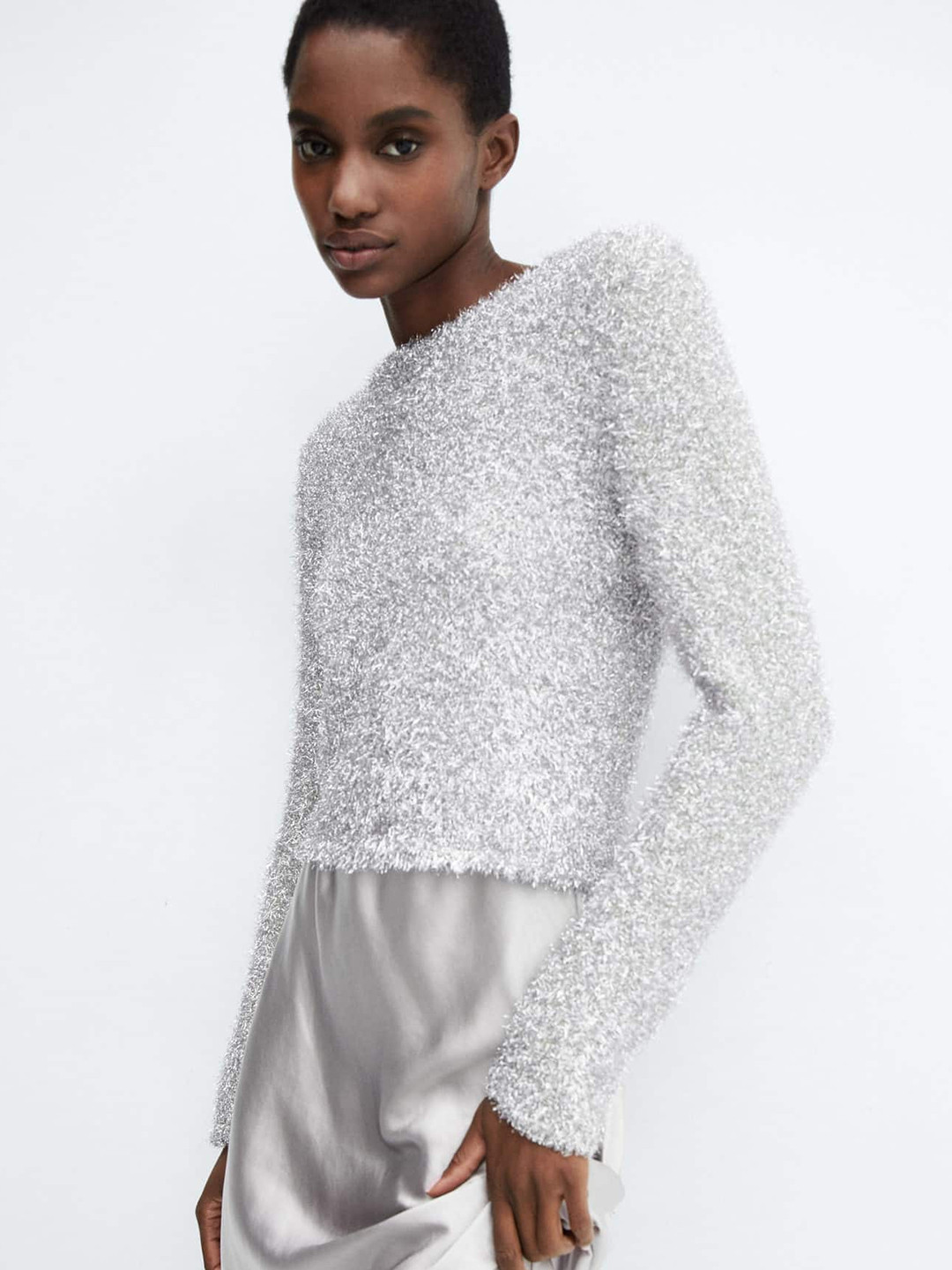 MANGO Crewneck Lurex Sweater