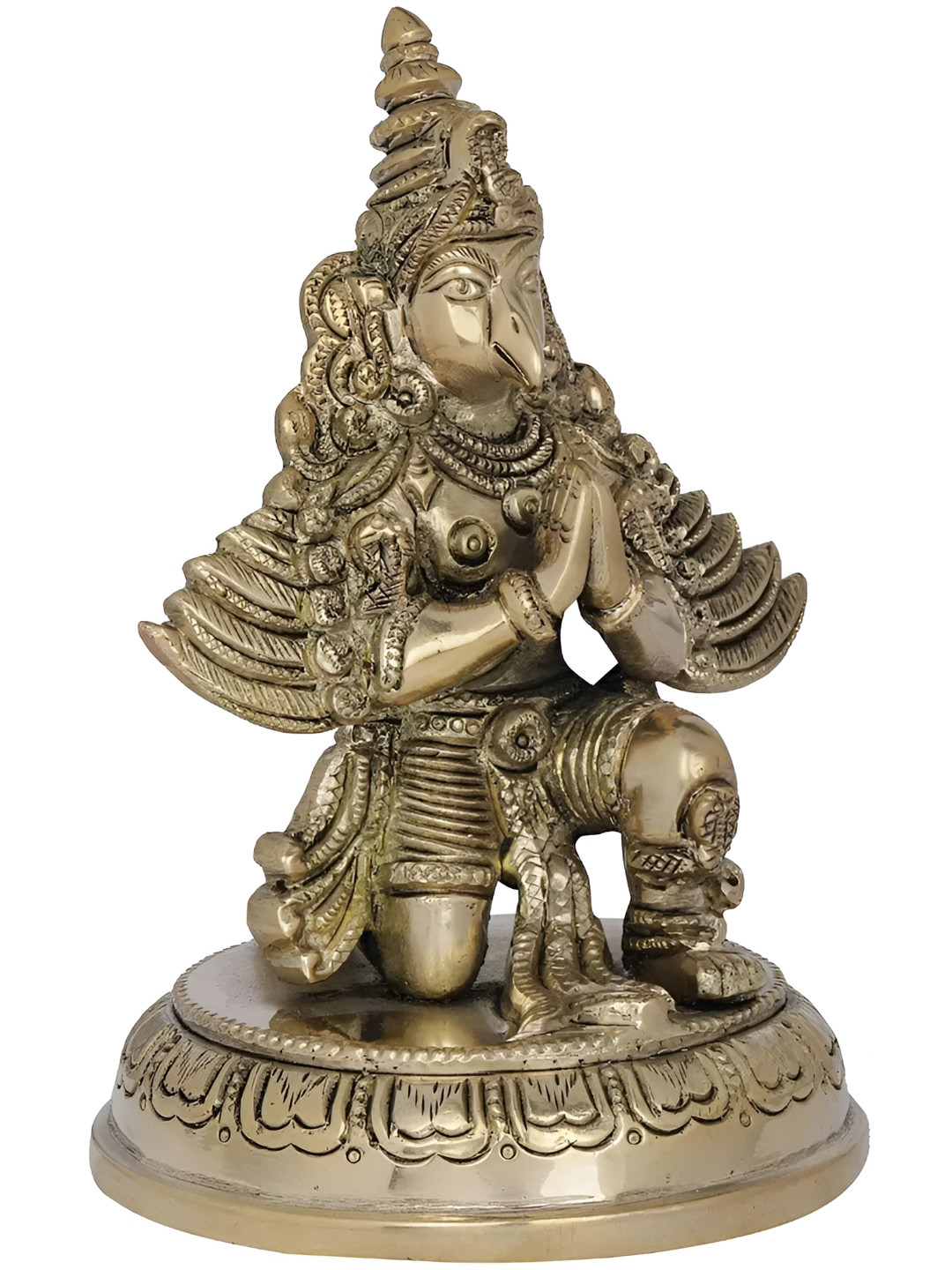 Exotic India Humble Garuda Black Brass Metallic Living Room Hand Made Small Showpiece - 5.5 Inches