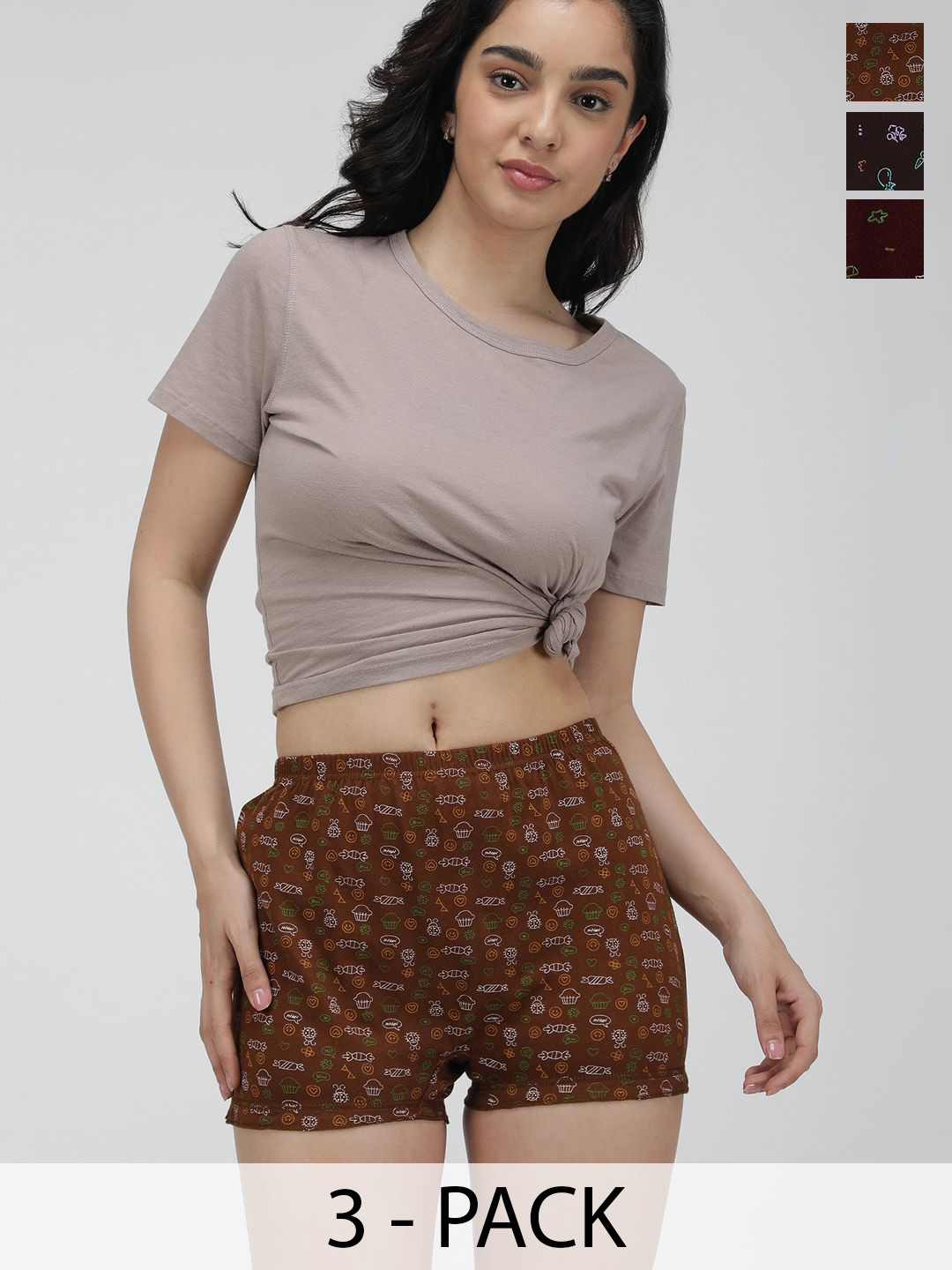 AMUL COMFY Pack of 3 Mid-Rise Hipster Panty Briefs AC-PRBLOOMIE-CB-LB-MA-S-3PC