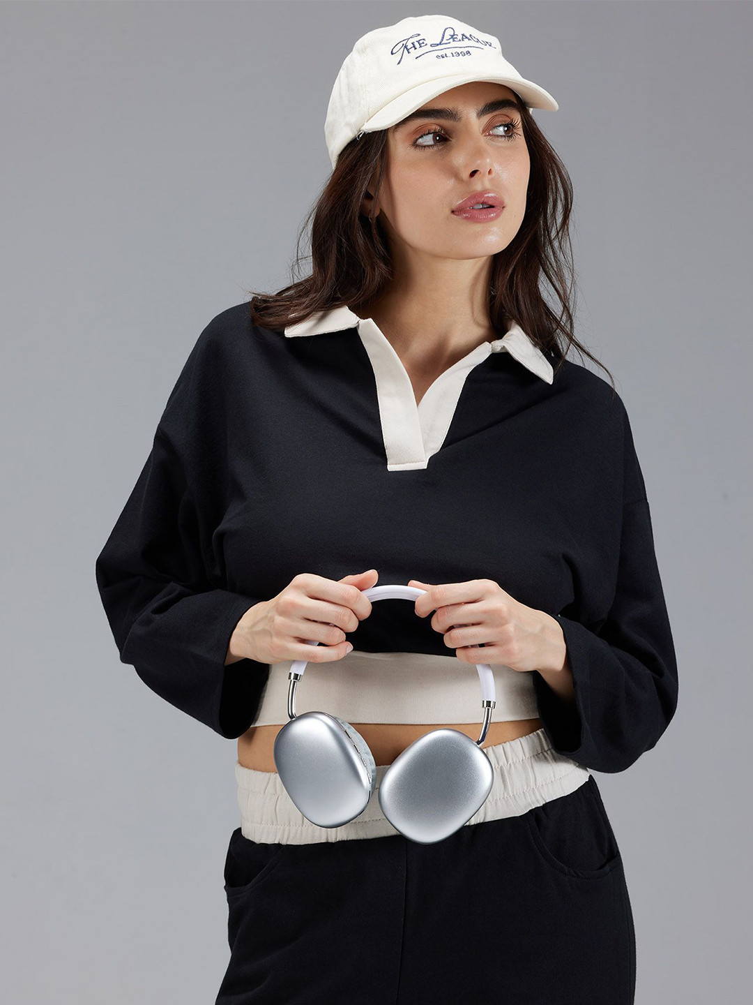 Cava Black Boxy Polo Sweatshirt