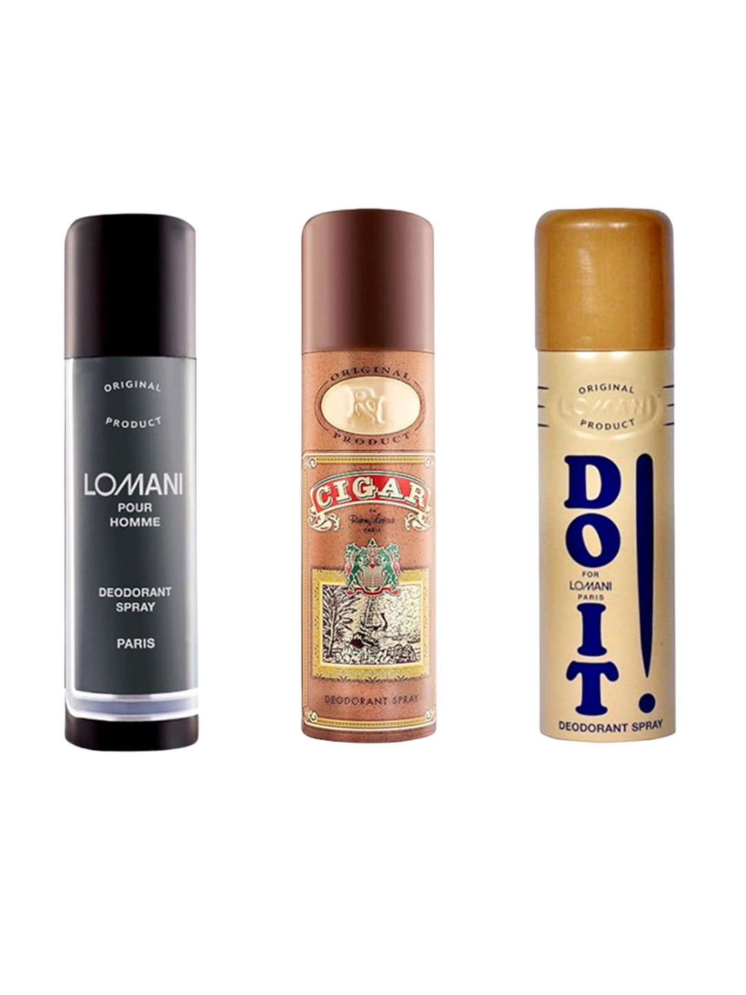 Lomani Set Of 3 Cigar Do It & Pour Homme Long Lasting Deodorant Spray - 200g Each