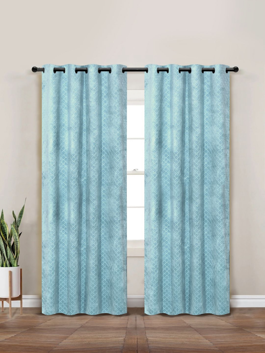 Myntra Elegant Homes Blue Set of 2 Ethnic Motifs Long Door Curtain