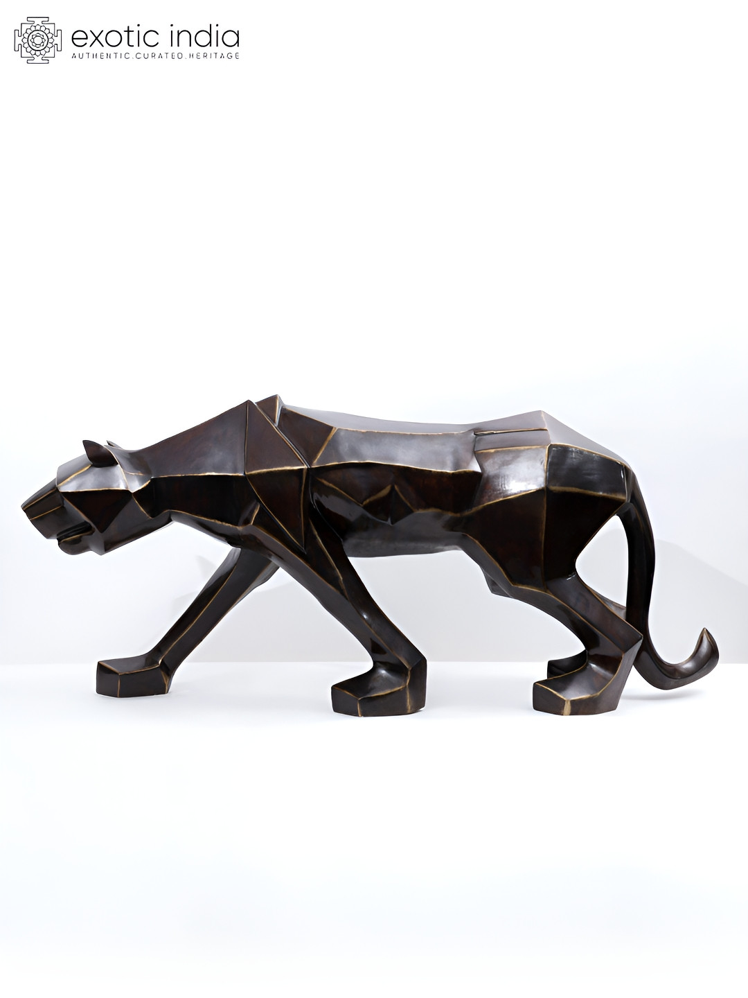 Exotic India Peace Before The Prance Black Brass Metallic Living Room Small Showpiece - 22 Inches