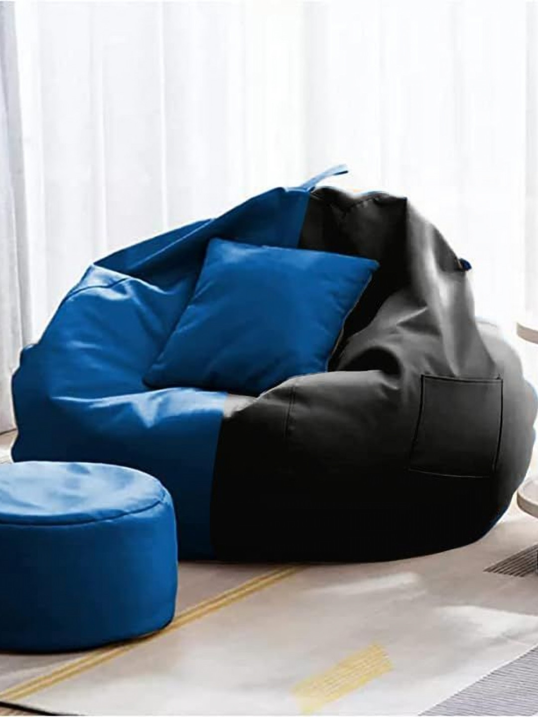 Coaster Shine Black & Blue Color Block Bean Bag Cover