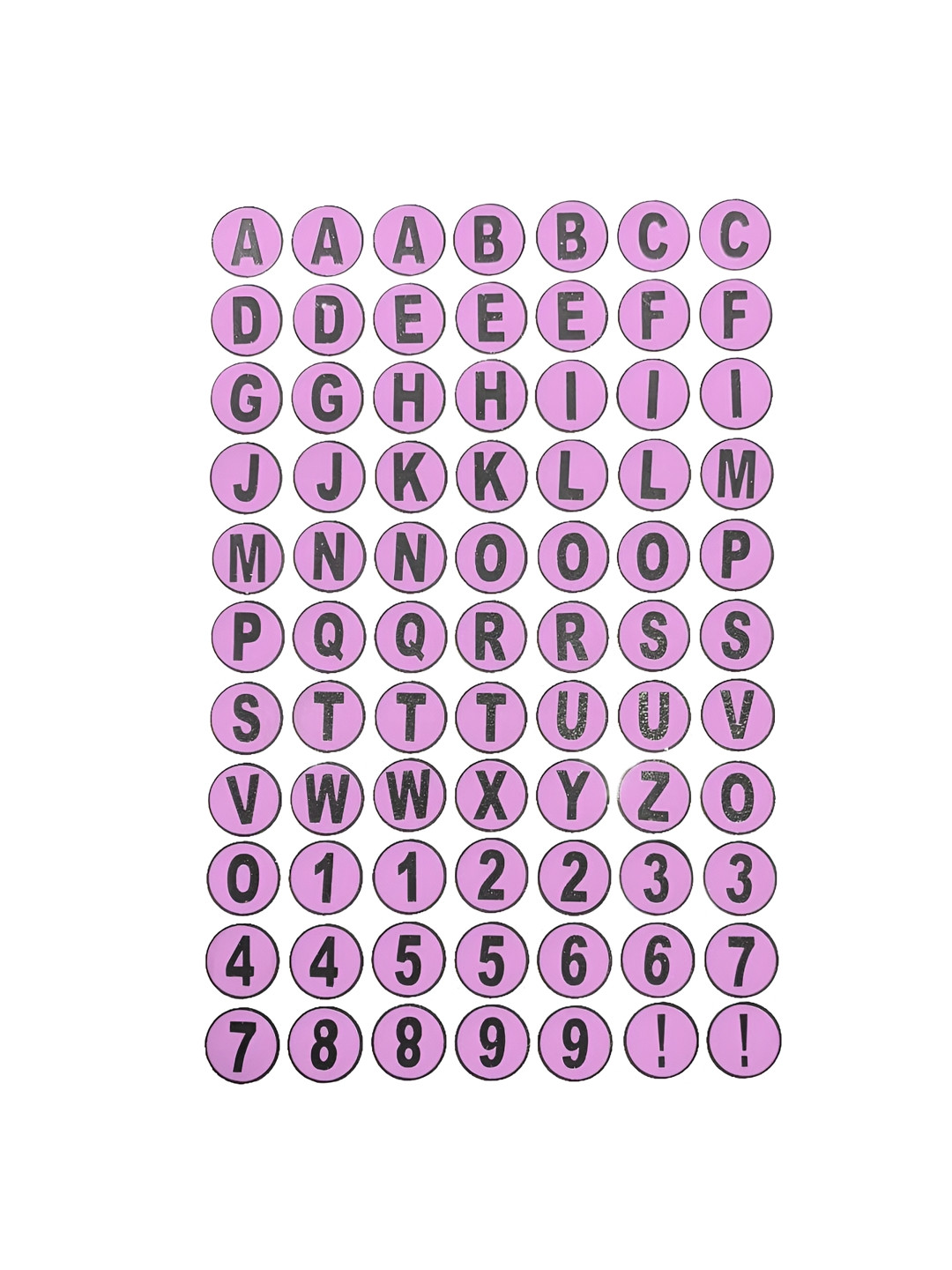 Comet Busters Pink & White Printed Self-Adhesive Uppercase Alphabet & Numerals  Stickers