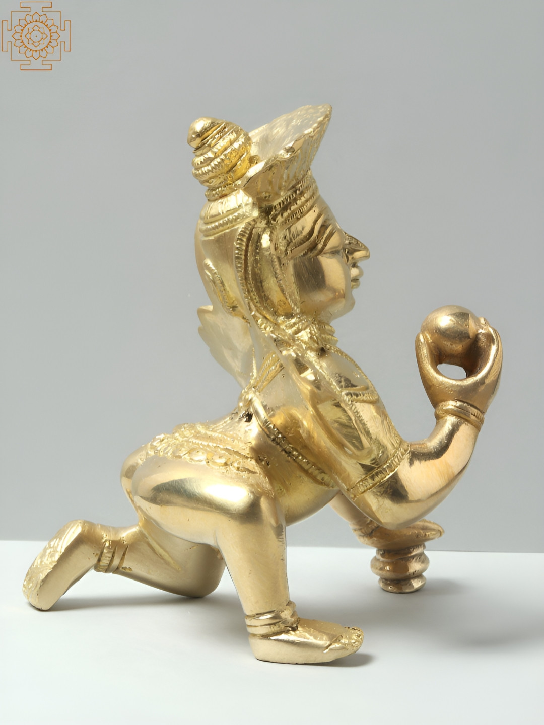 Exotic India Crawling Baal Gopala Gold Brass Metallic Prayer Room Medium Showpiece - 5 Inches