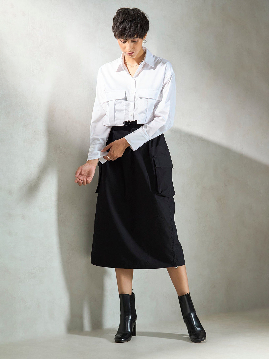 Virgio Pure Cotton Drawcord Cargo Skirt