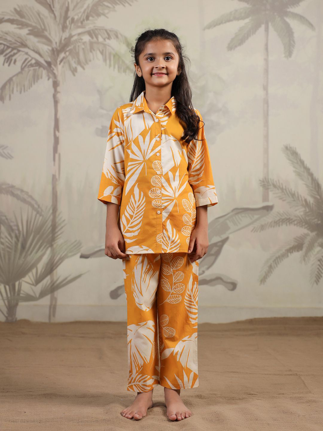 SANSKRUTIHOMES Girls Tropical Night suit SE-NSP-KID-371-Yellow