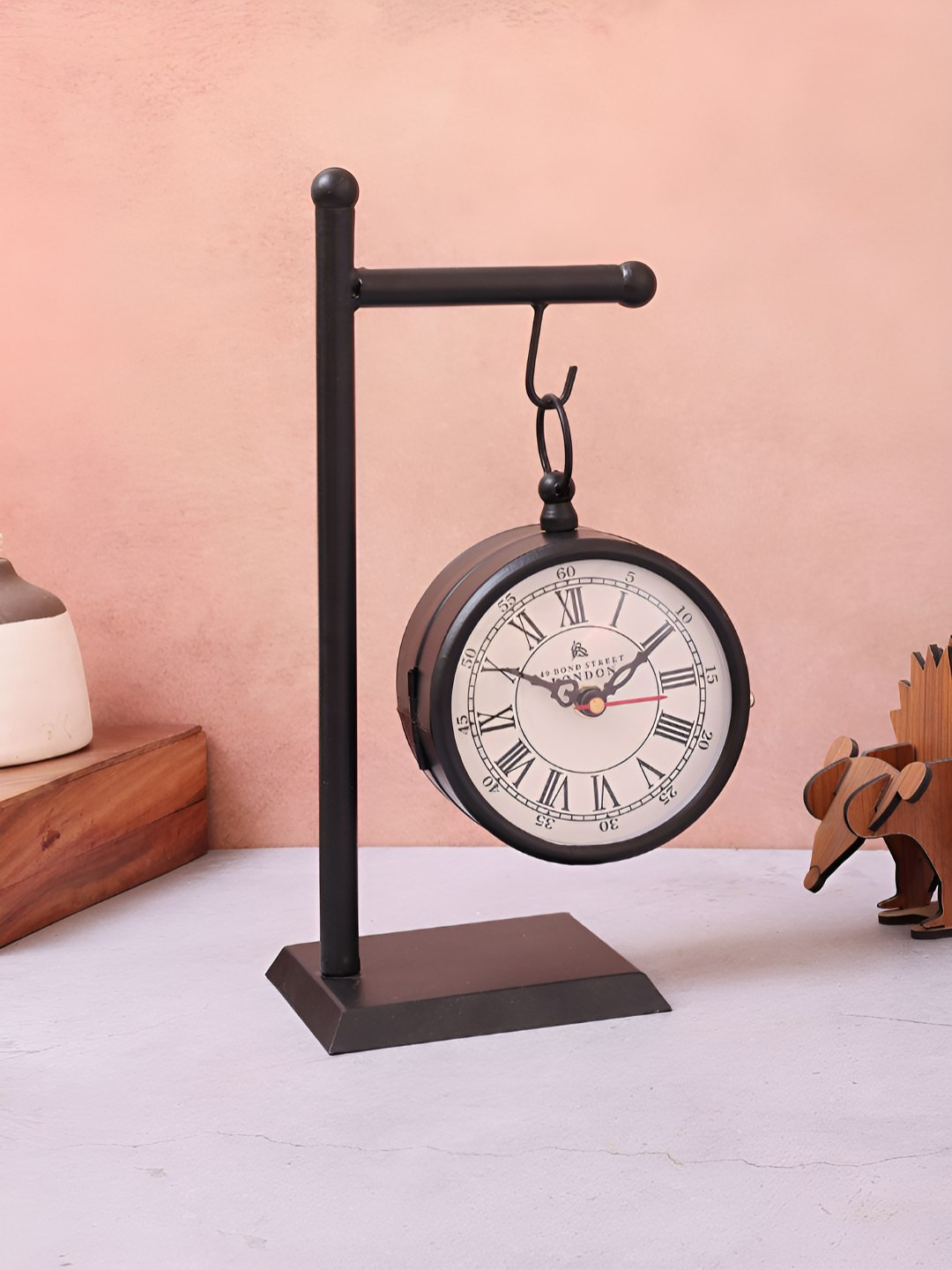 EXIM DECOR Black & White Vintage Table Clock