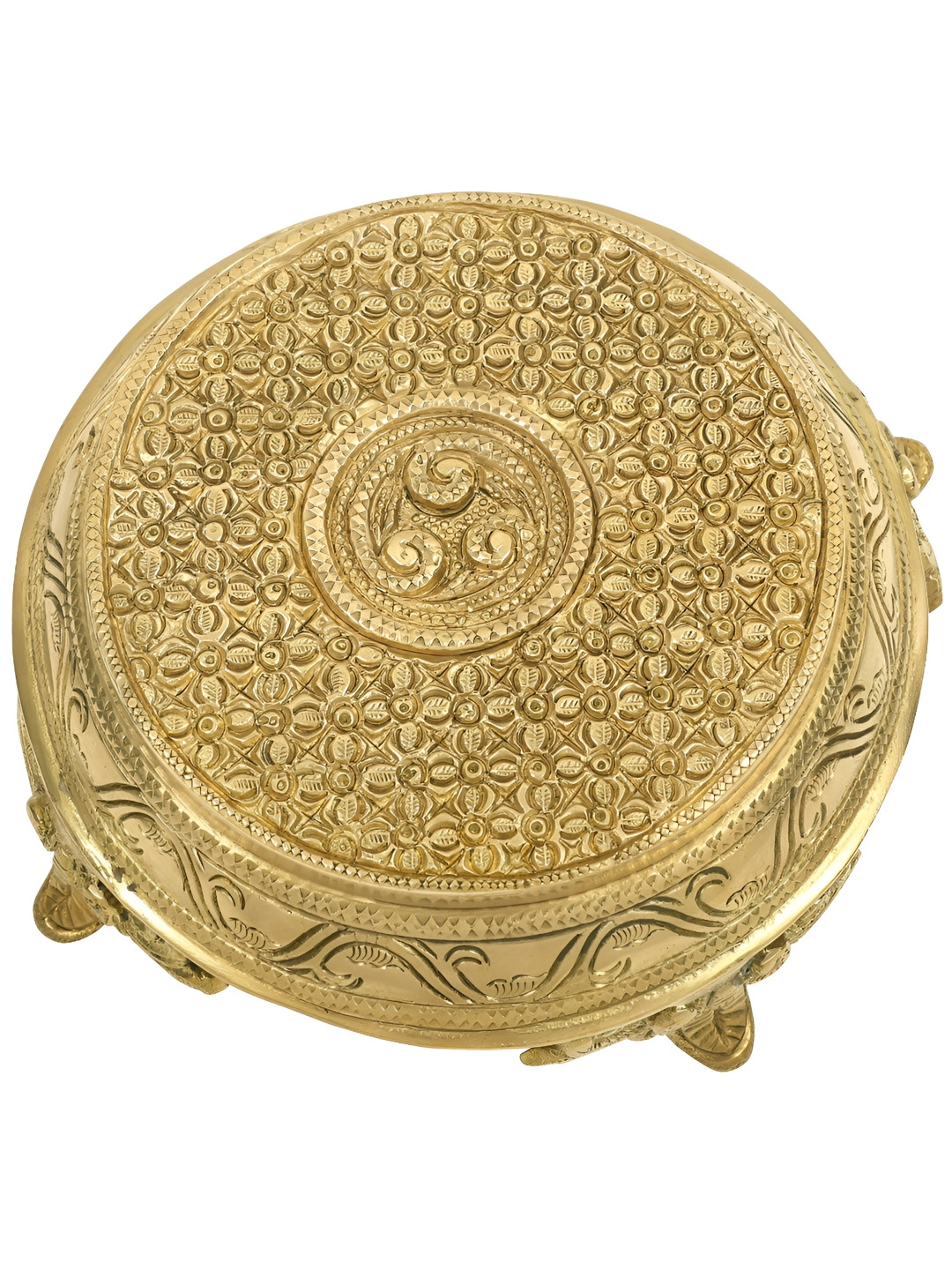 Exotic India Brass Ritual Pedestal (Crafted Pooja Chowki)