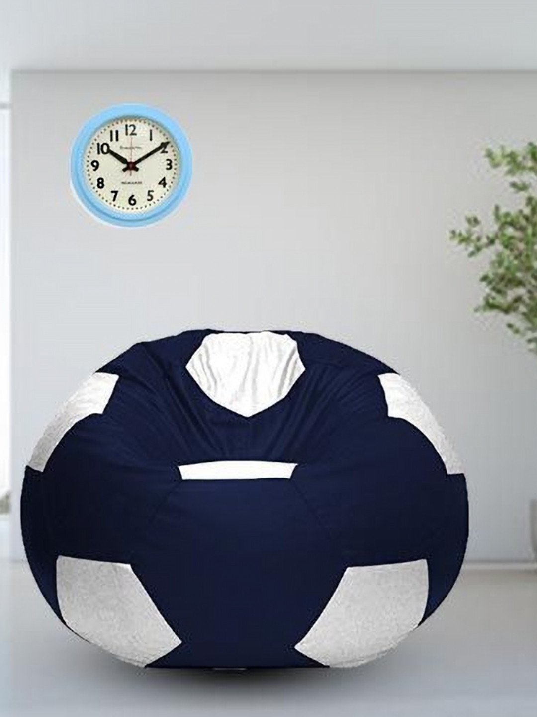 Coaster Shine Navy Blue & White Colour Blocked Leatherette Bean Bag Cover