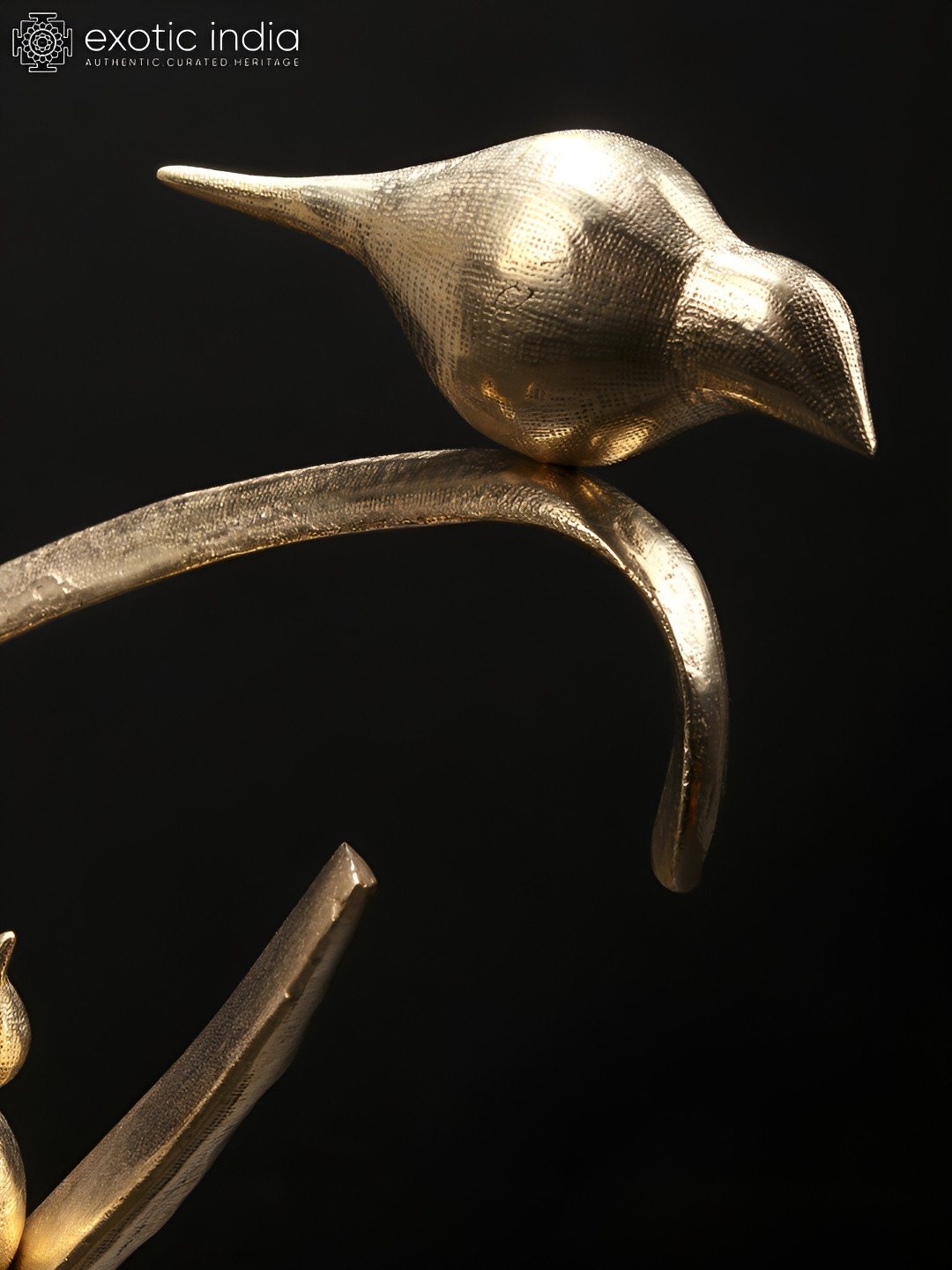 Exotic India Birds Gold Brass Metallic Living Room Medium Showpiece - 11 Inches