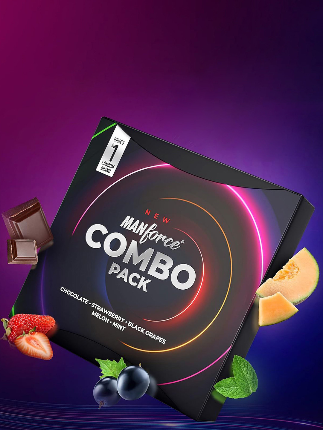 Manforce Men Set Of 2 Chocolate Strawberry Coffee Black Grapes Melon Condoms -10 Pcs Each