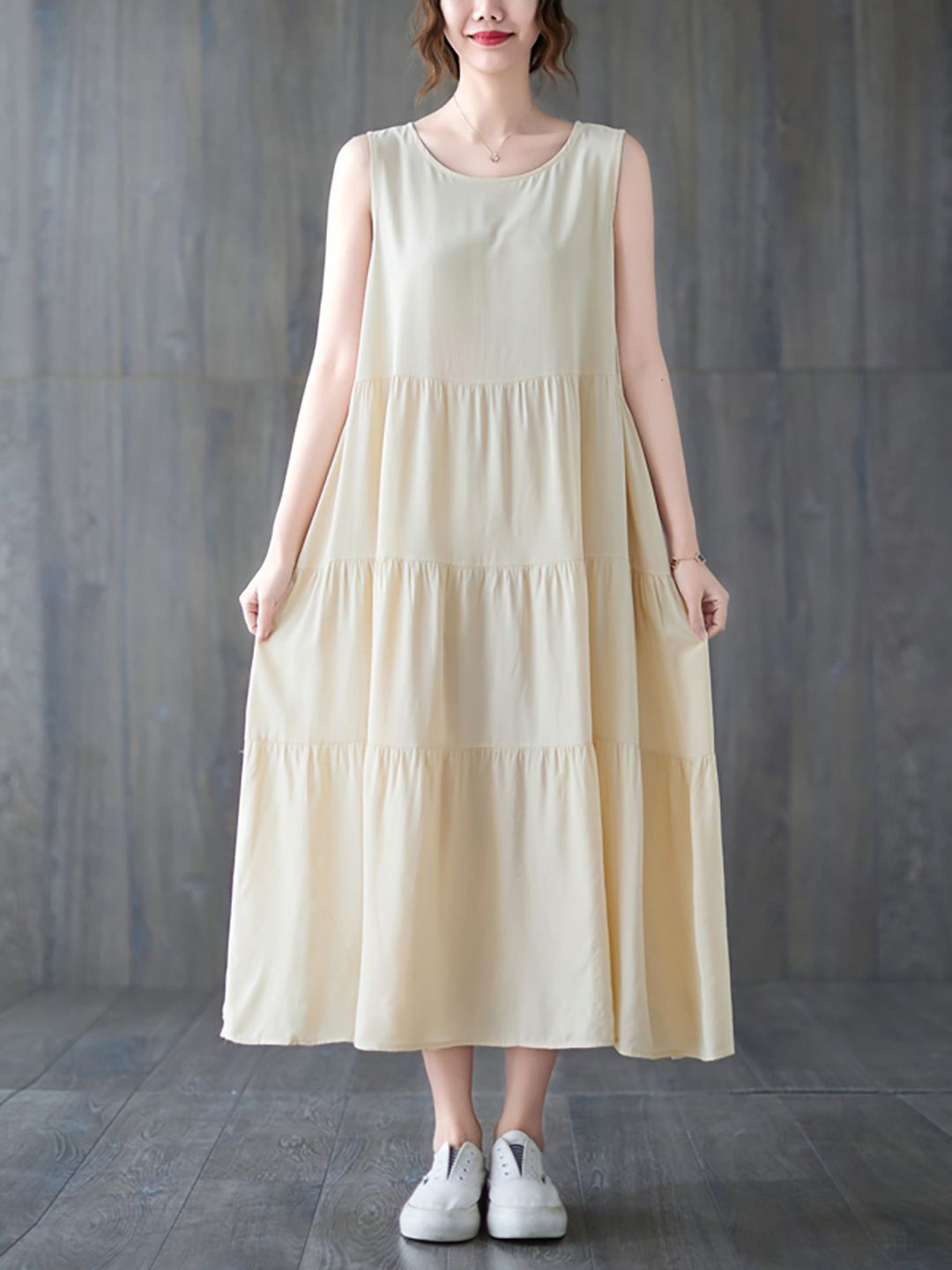 JC Mode Tiered A-Line Midi Dress