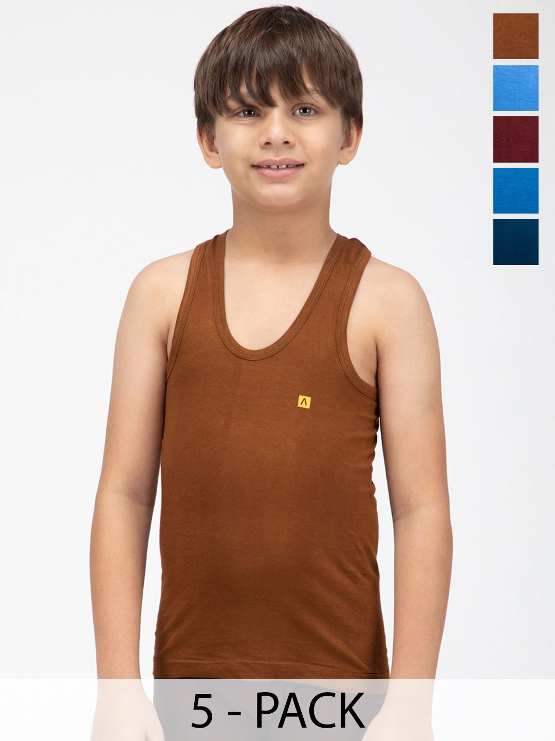AMUL COMFY Pack Of  5 Cotton  Innerwear VestsAC-CSRN-VE-MULTI-73-5PC