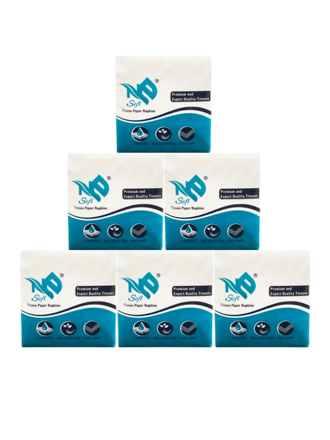 NE SOFT Pack Of 6 Ultra Soft Tissue Paper Napkins - 80Pcs Each