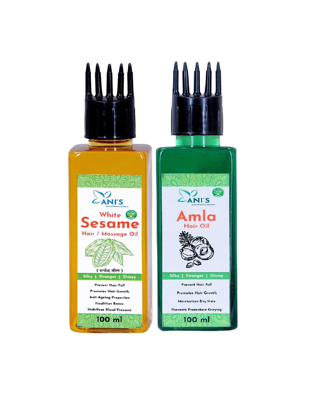 ANI'S Set Of 2 White Sesame & Amla Hair Oil For Strong & Silky Hairs - 100ml Each