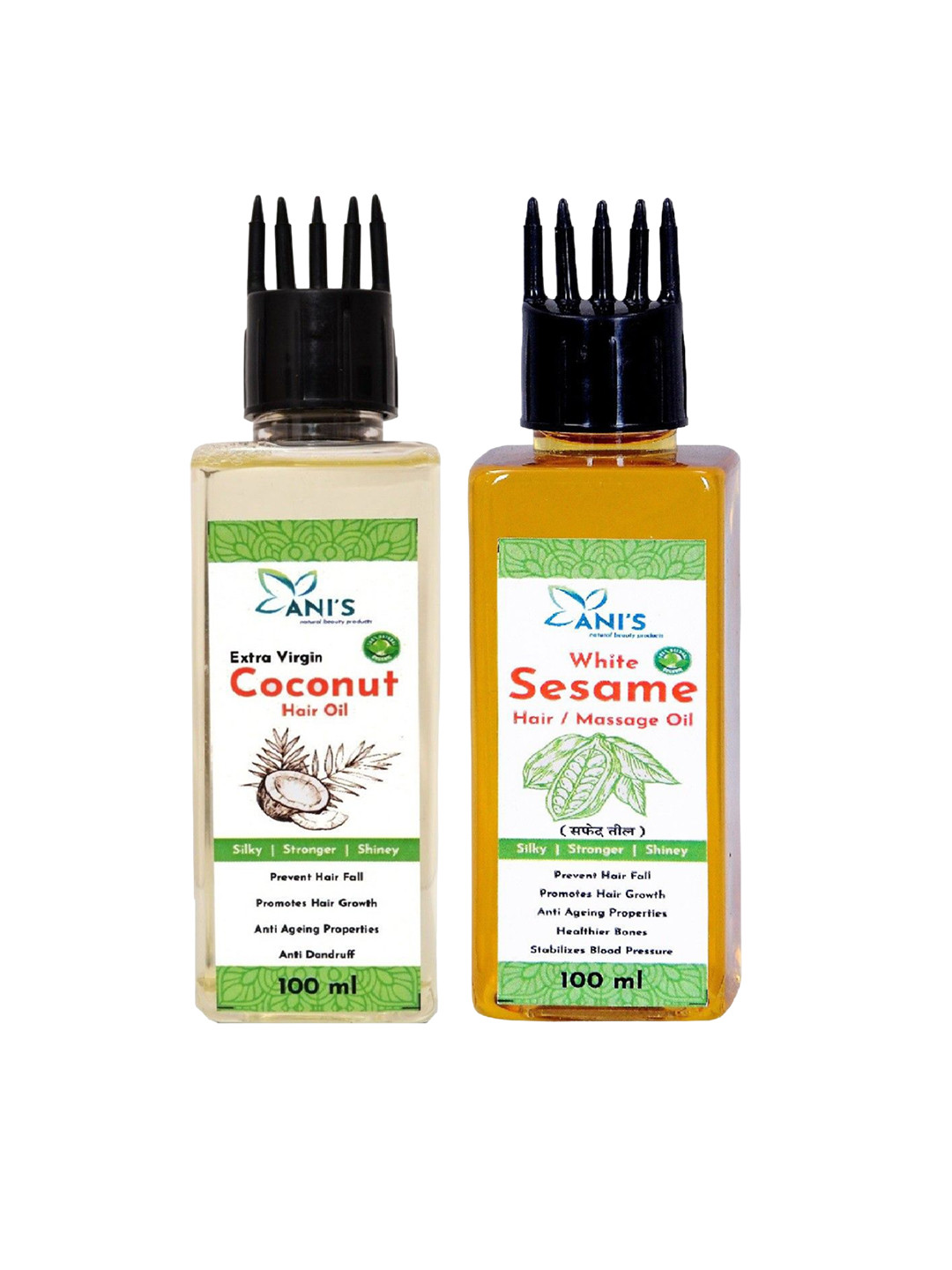 ANI'S Set Of 2 Coconut & White Sesame Hair Oil For Strong & Silky Hairs - 100ml Each