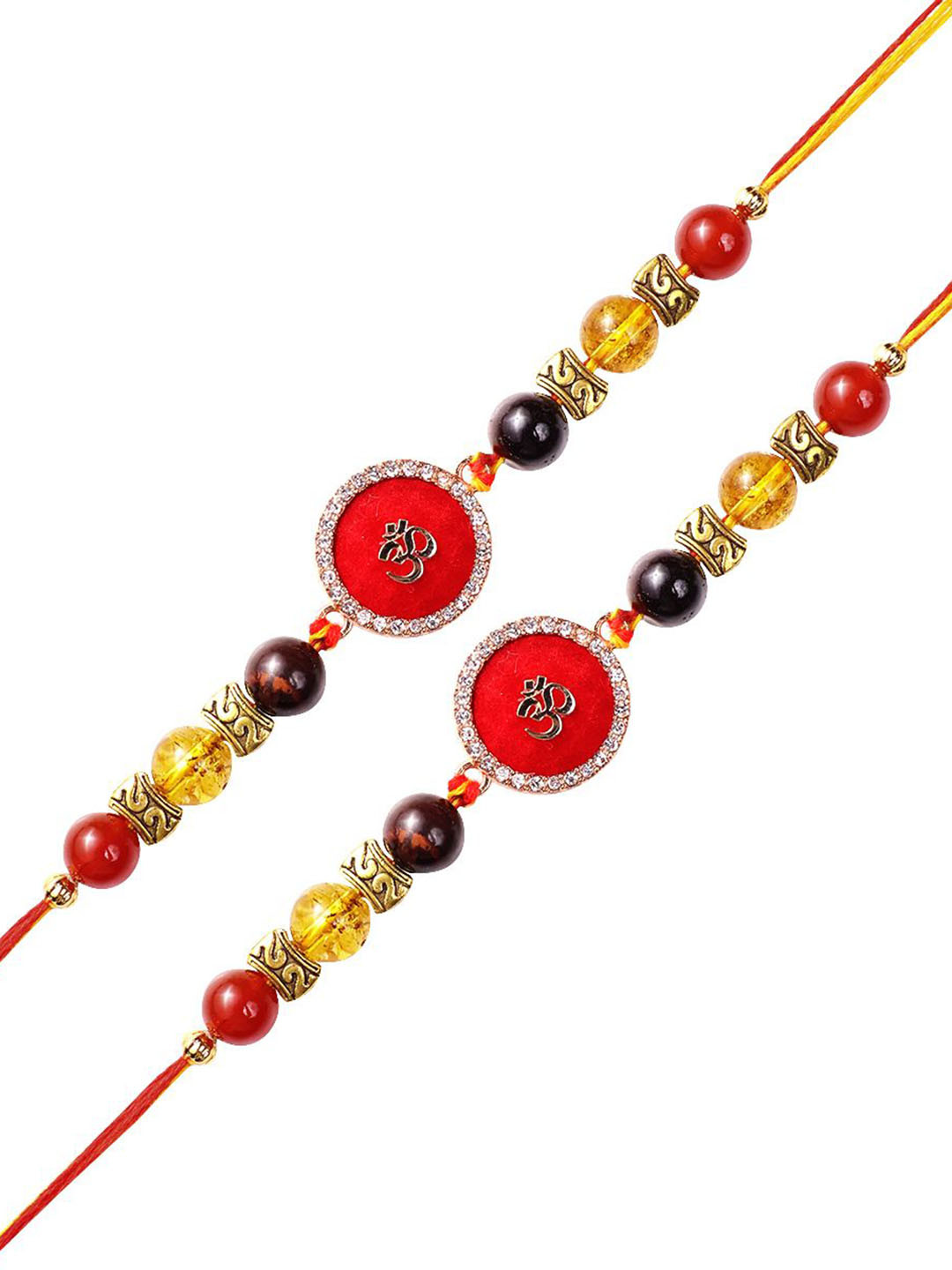 Shubhanjali Set Of 2 Om Thread Rakhis With Net Bag & Roli Chawal