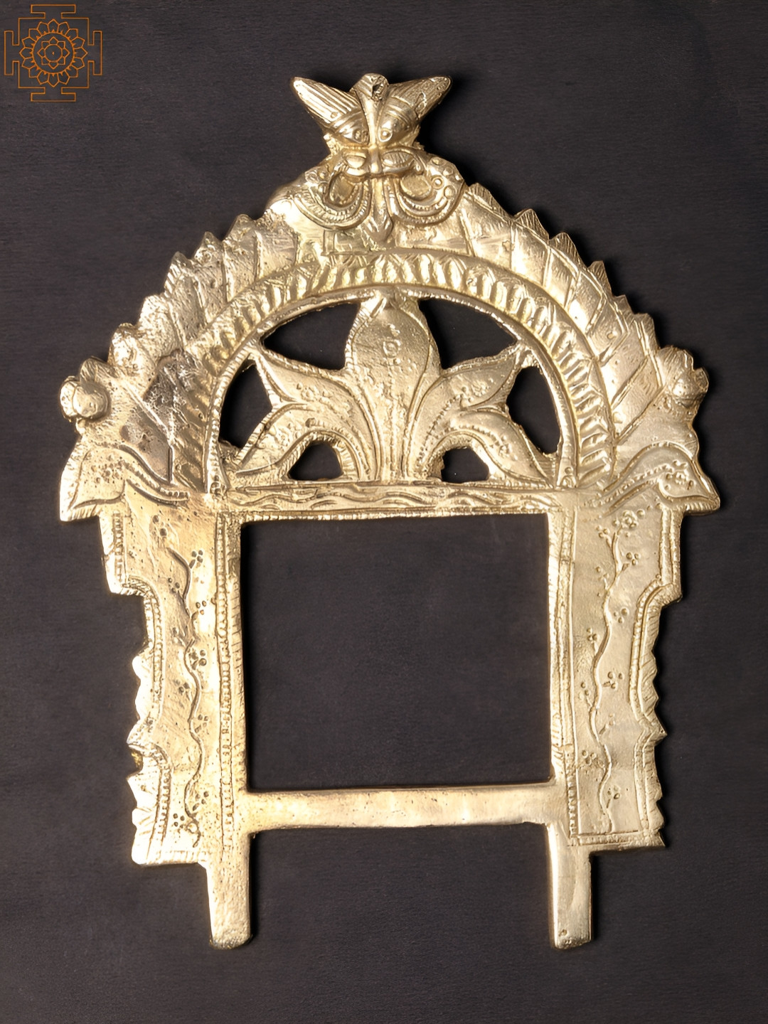 Exotic India Thiruvachi Gold Brass Metallic Prayer Room Small Showpiece - 8 Inches
