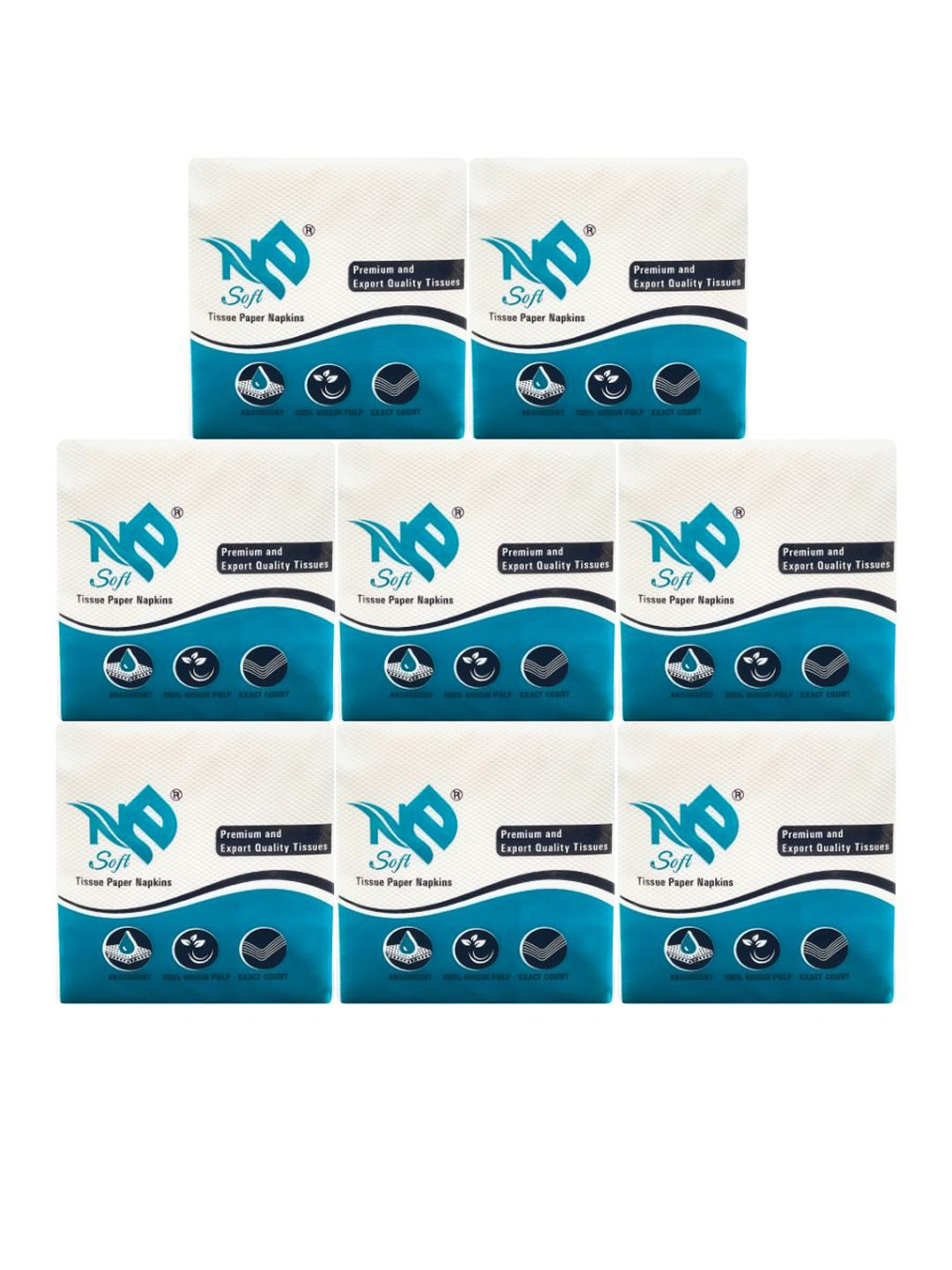 NE SOFT Set Of 8 Ultra Soft Tissue Paper Napkins - 80Pcs Each