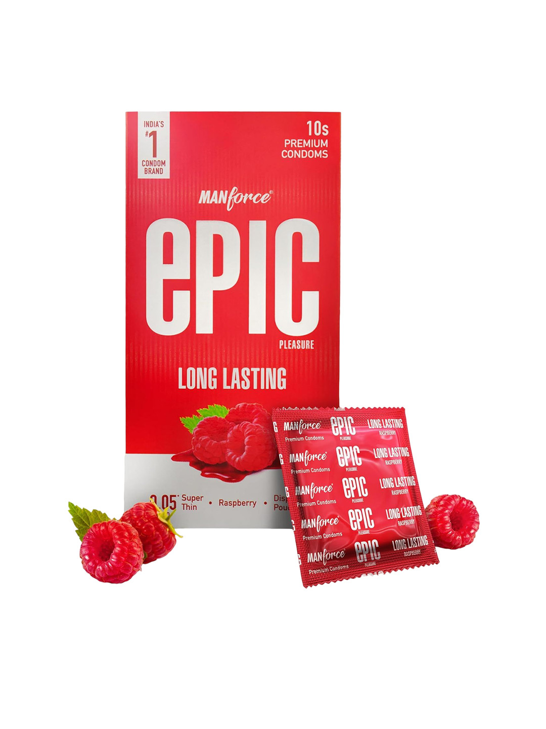 Manforce Men Epic Pleasure Raspberry Flavour Ultra Thin Condoms - 10 Pcs Each