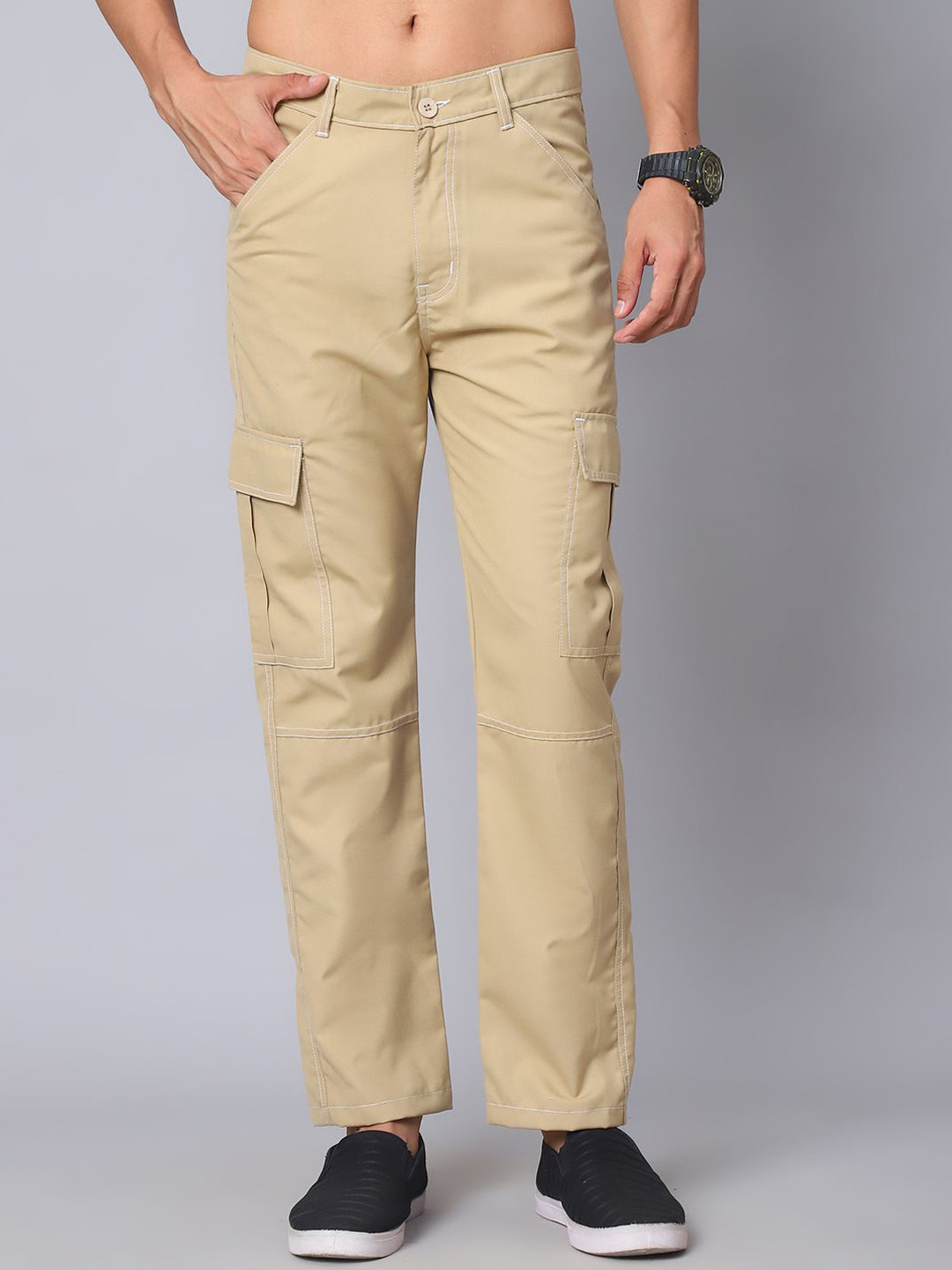 Indian Needle Men Relaxed Easy Wash Cargos Trousers
