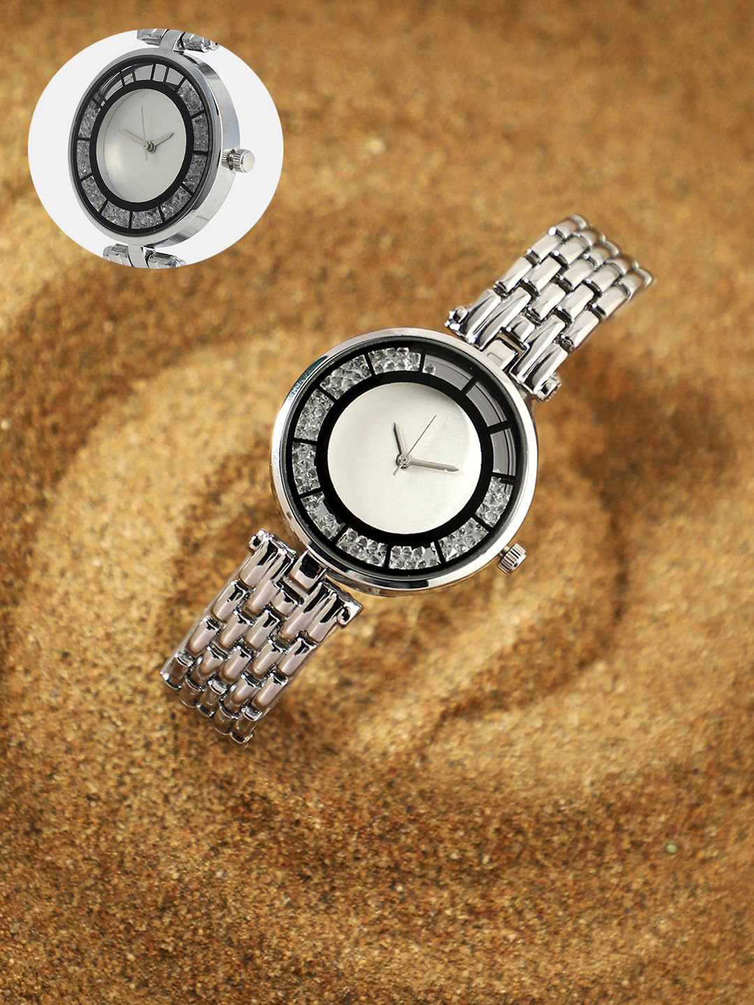 HAUTE SAUCE  Women Mother of Pearl Dial & Stainless Steel Straps Digital Watch AW24_HSWC1185