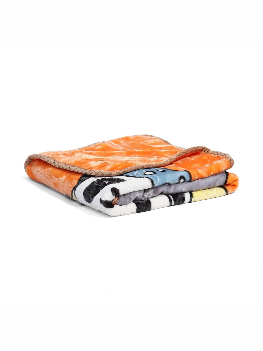 Monte Carlo Orange & Black Cartoon Characters Mild Winter 600 GSM Single Bed Blanket
