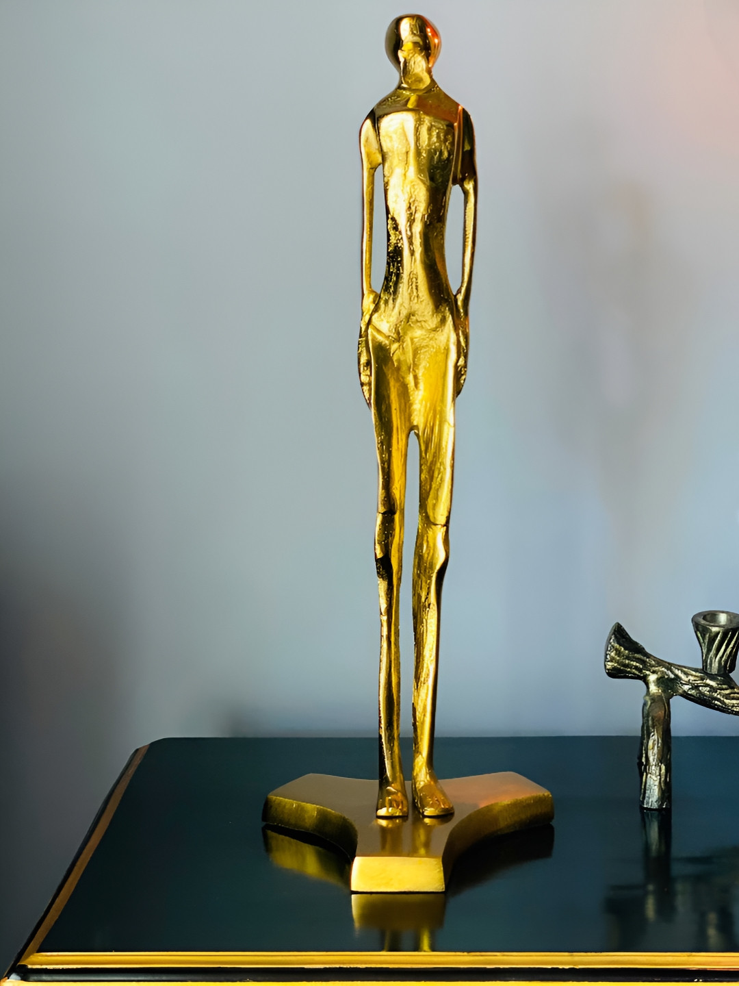 Folkstorys Made in Earth Gold Metal Metallic Living Room Large Showpiece - 18.1 Inches