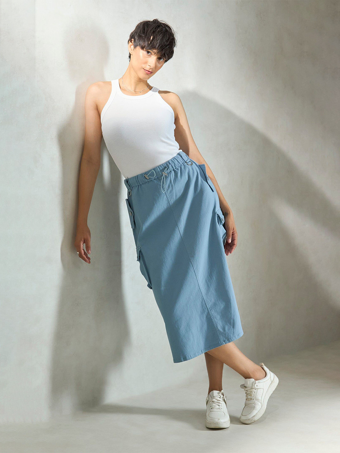 Virgio Cotton Stretch Drawcord Cargo Skirt