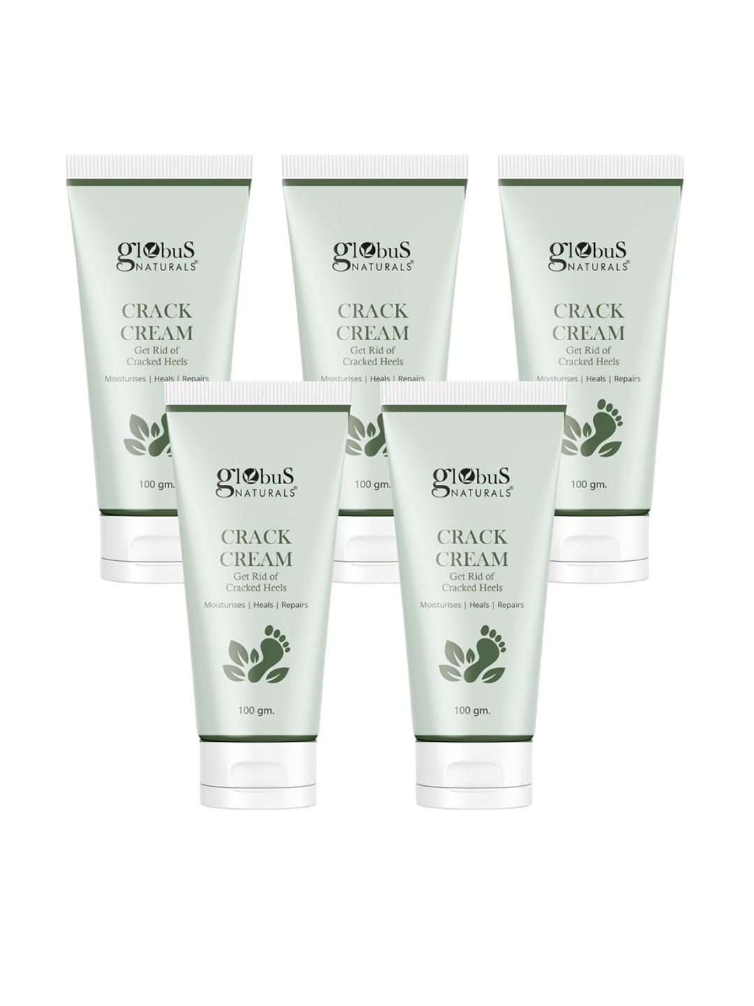 Globus naturals Set of 5 Crack Cream for Dry Cracked Heels & Feet- 100g Each