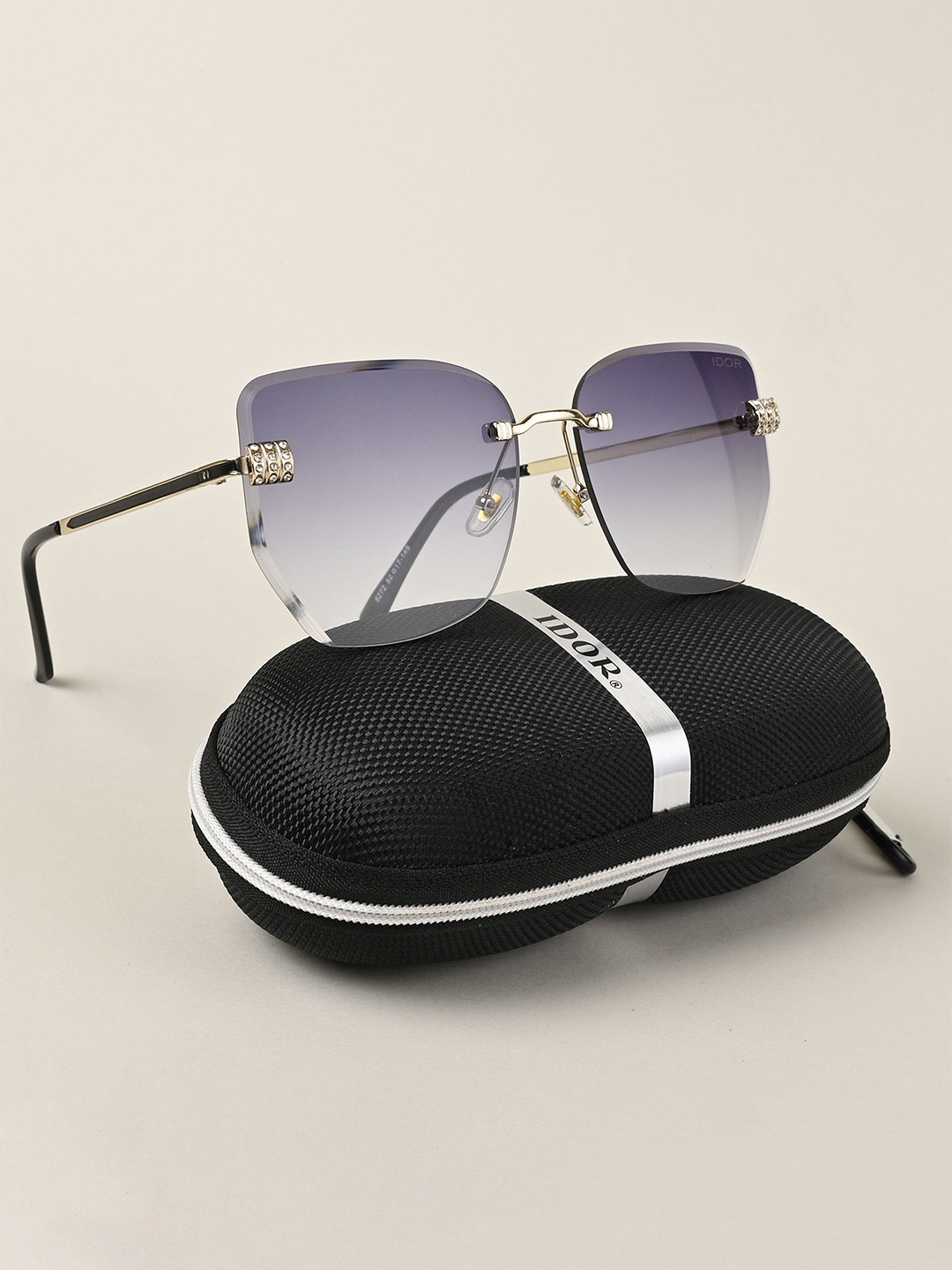 IDOR Women Round Sunglasses with UV Protected Lens IDOR-5272-GRY