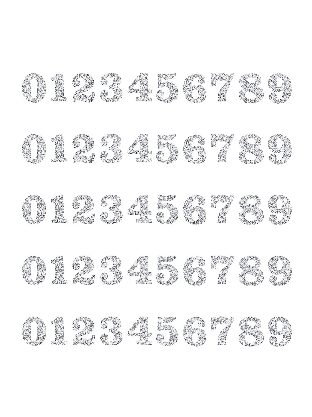 Comet Busters Grey & White Printed Self-Adhesive Glitter Numerals Stickers