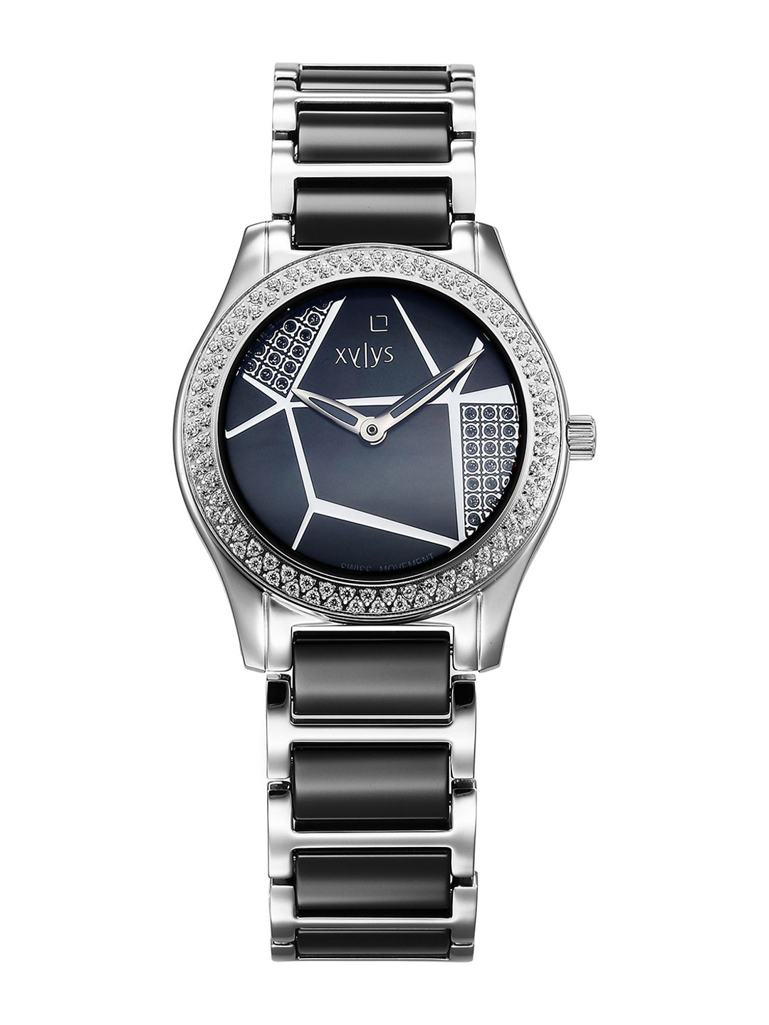 Xylys Shimmer Swiss Analog Steel & Ceramic Mother Of Pearl Black Dial Watch - NT9766SD02E