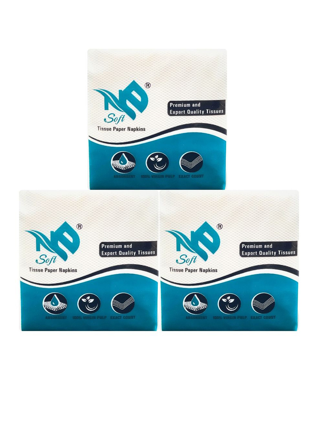 NE SOFT Set Of 3 Ultra Soft Tissue Paper Napkins - 80Pcs Each