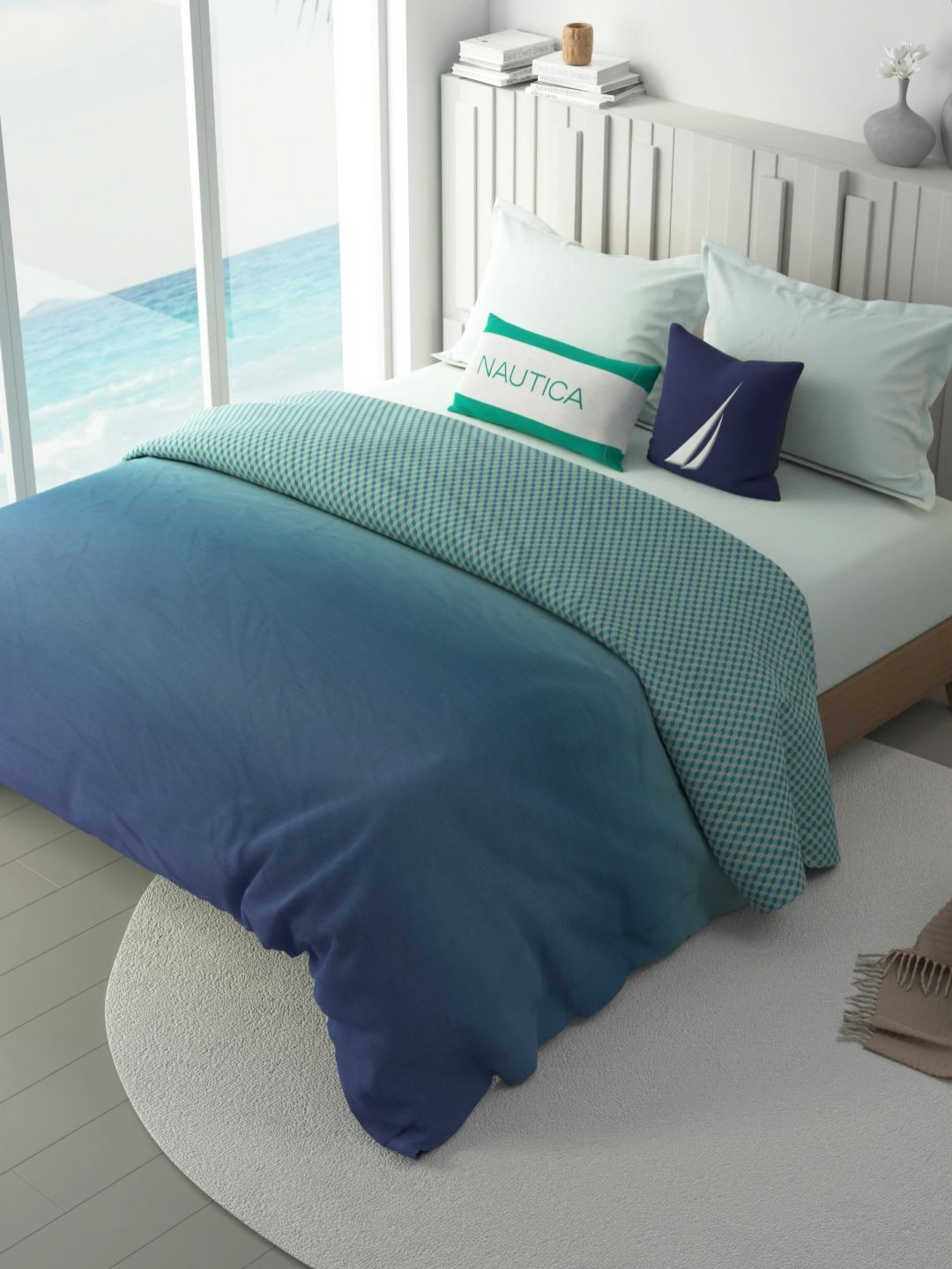 Nautica Blue & Green AC Room 120 GSM Double Bed Comforter