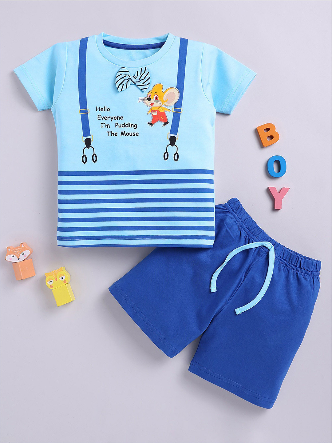 LITTLE NINJA Boys Graphic Printed Pure Cotton T-shirt With Shorts