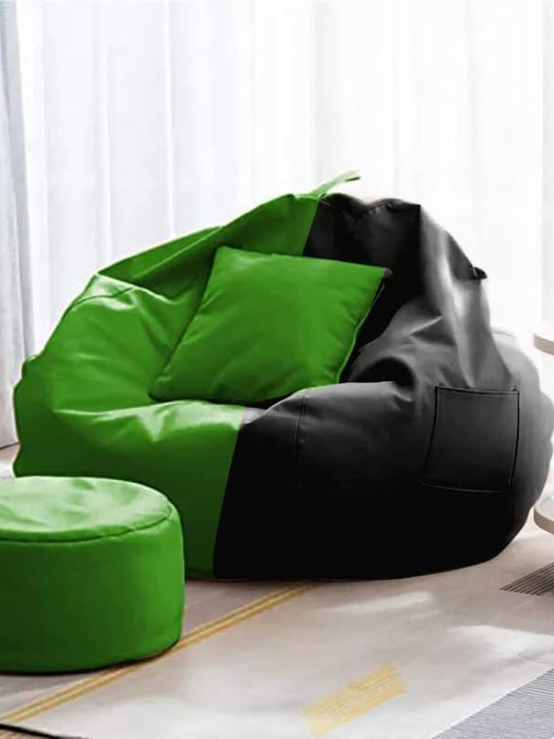 Coaster Shine Black & Green Color Block Bean Bag Cover