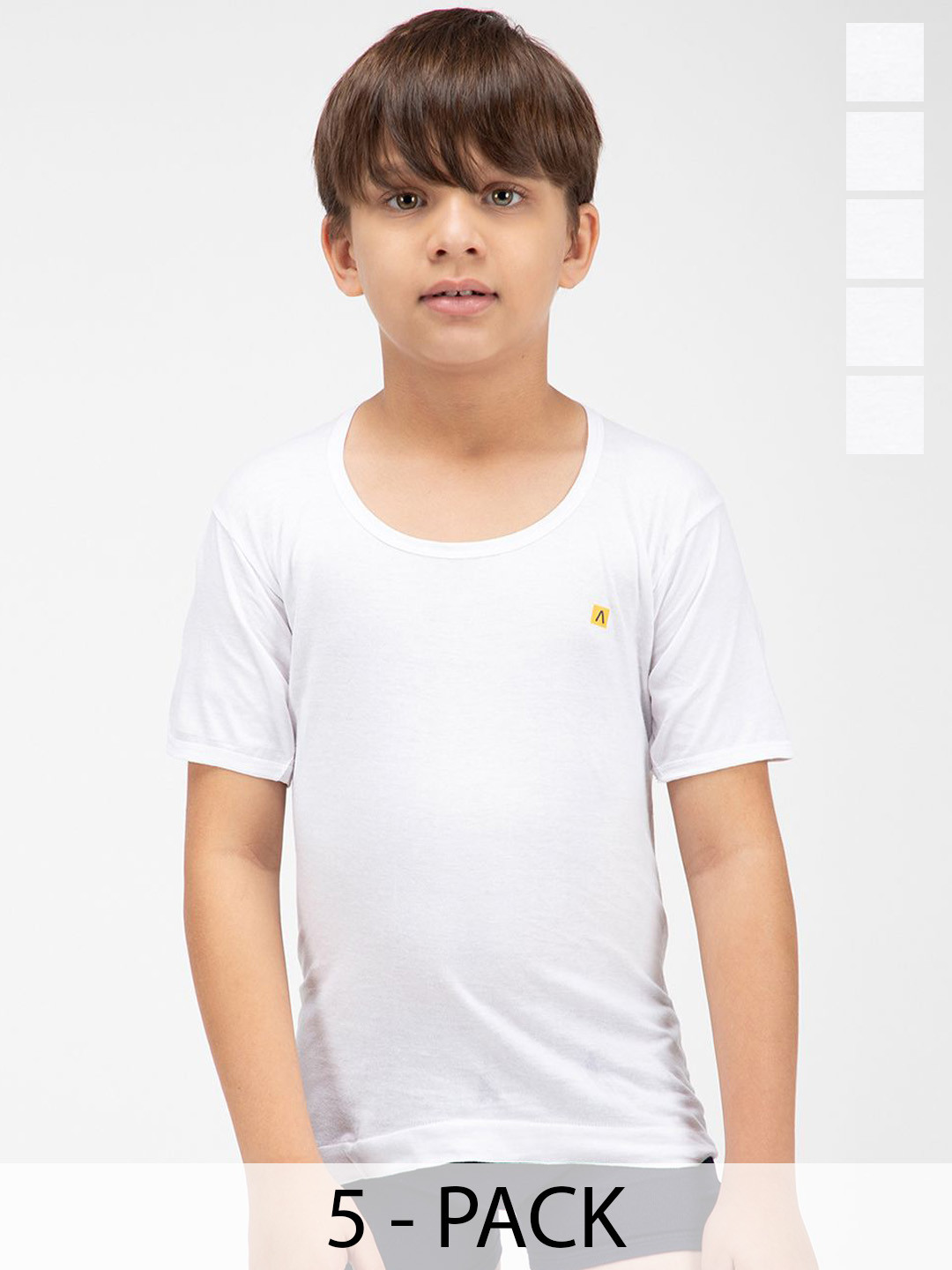 AMUL COMFY Boys Pack Of 5 Cotton Half sleeve Vests