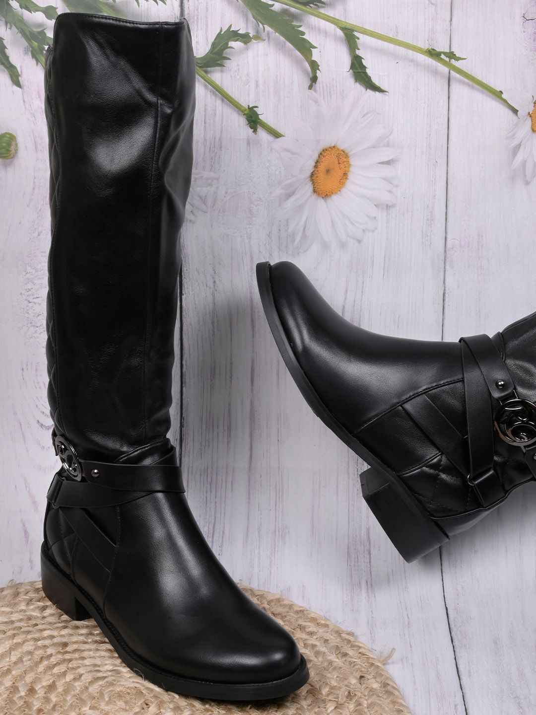 Ronnie Grey Women Casual Block-Heeled Regular Boots