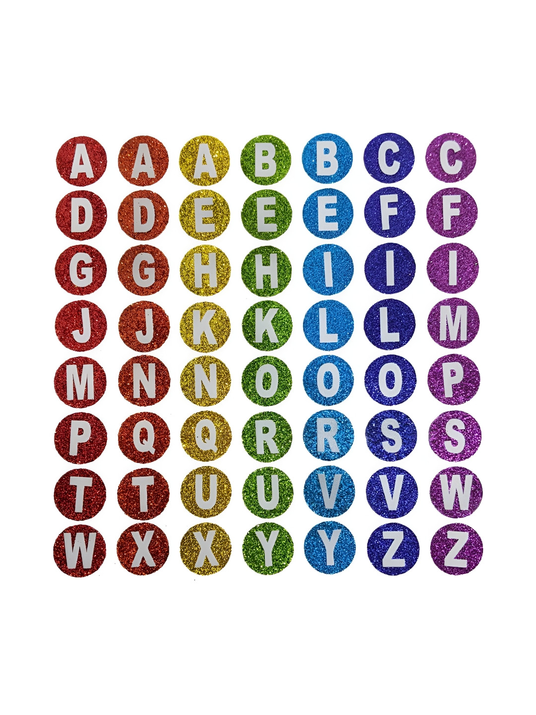 Comet Busters Red & White Printed Self-Adhesive Glitter Uppercase Alphabet Stickers