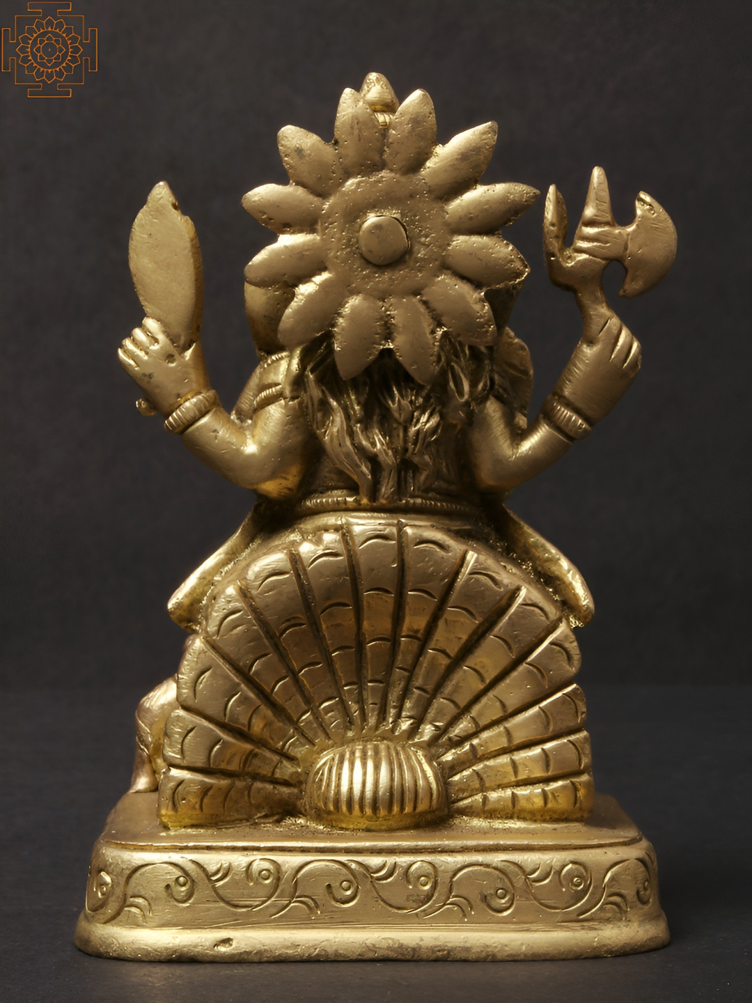 Exotic India Lord Vinayaka with Mushak Gold Brass Metallic Prayer Room Small Showpiece - 3.5 Inches