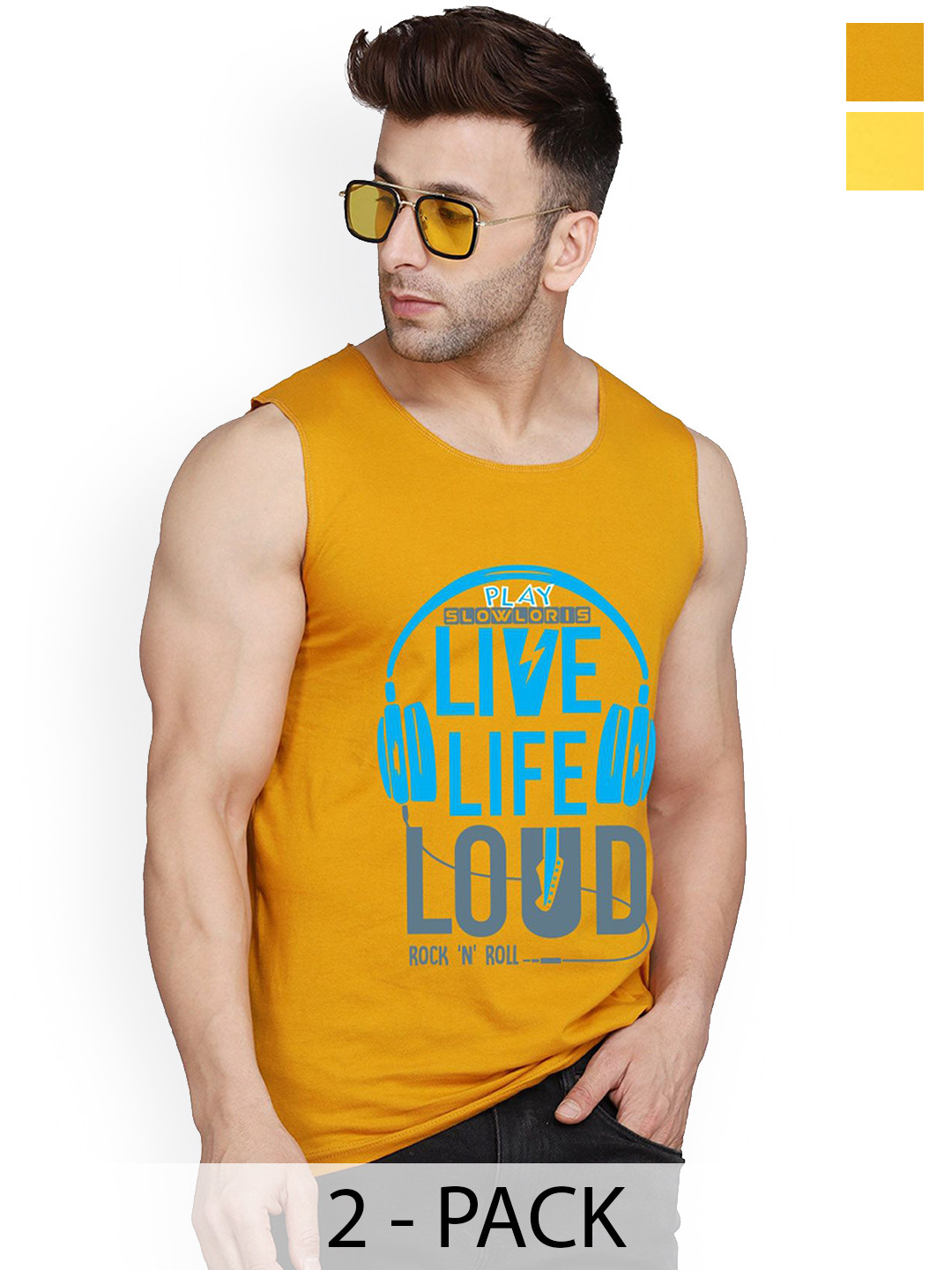 SLOWLORIS Pack Of 2 Printed Gym Vests