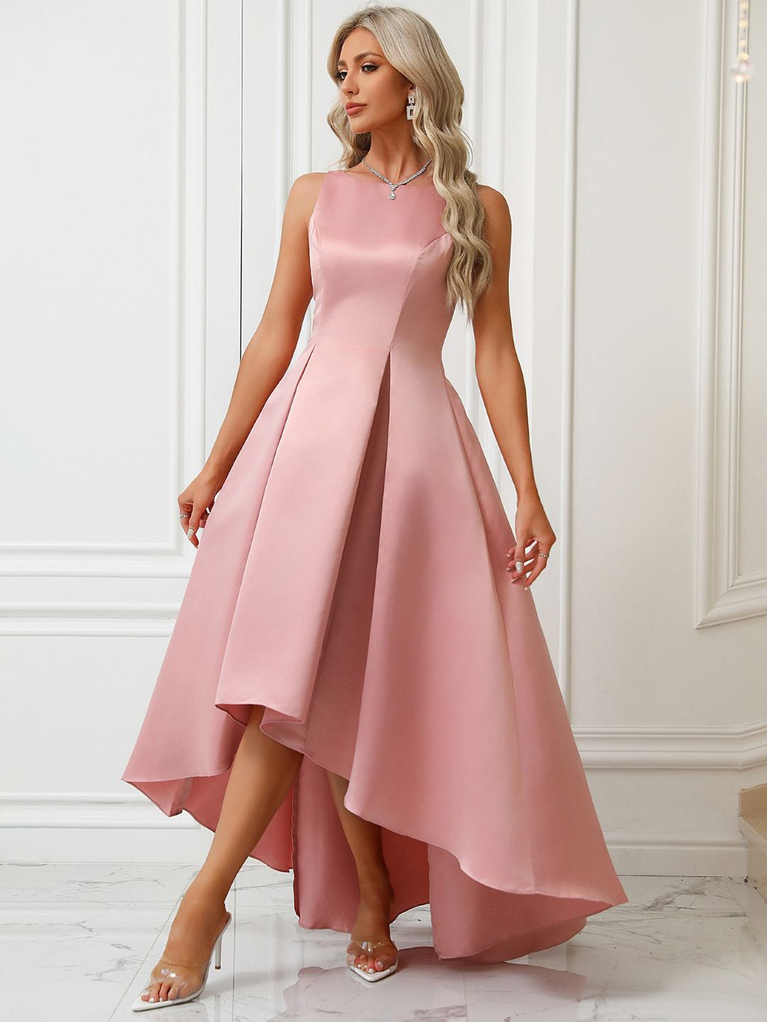 StyleCast Boat Neck Solid Sleeveless A-Line Maxi Dress