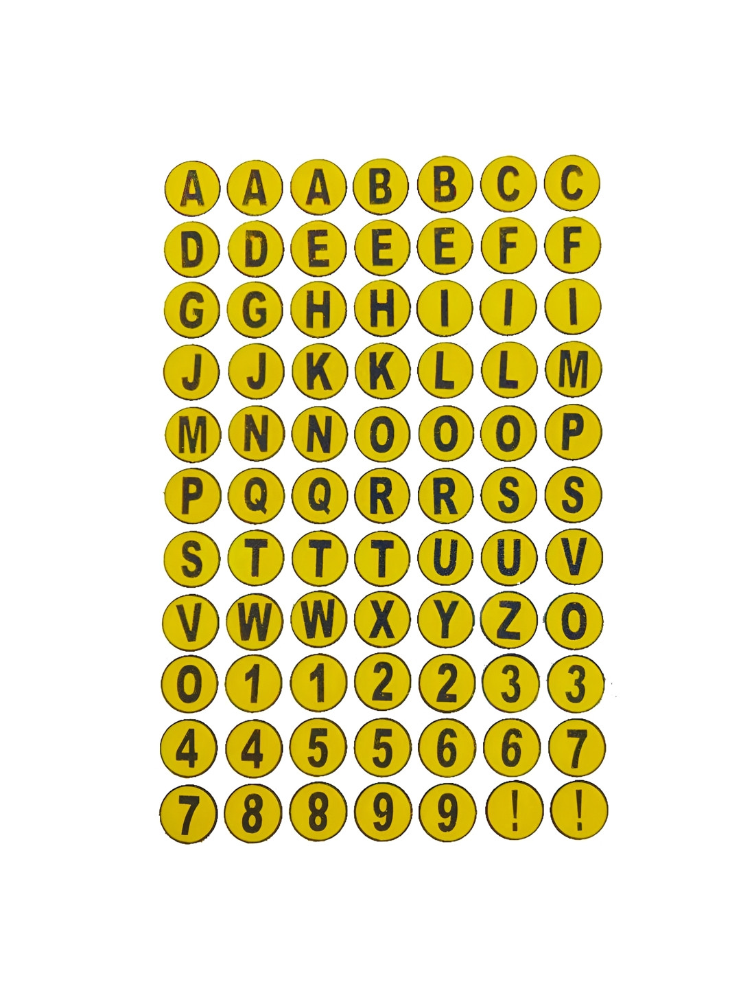 Comet Busters Yellow & Black Printed Self-Adhesive Uppercase Alphabet & Numerals  Stickers