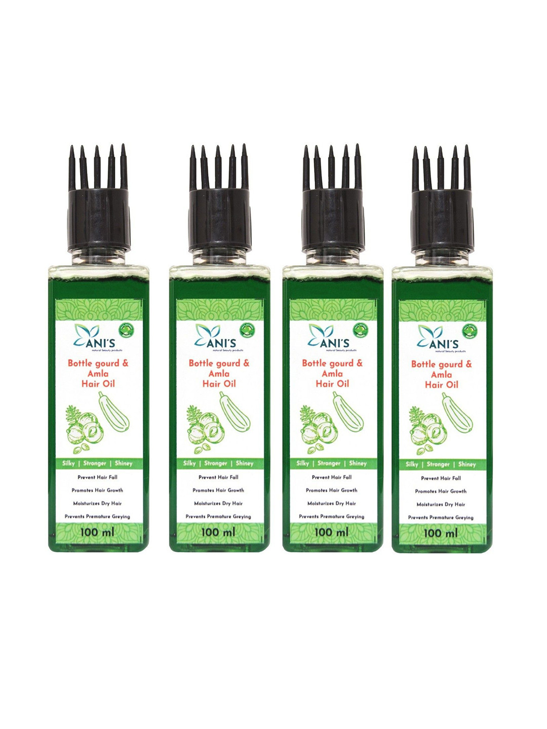 ANI'S Set Of 4 Bottle Gourd & Amla Hair Oil For Strong & Silky Hairs - 100ml Each
